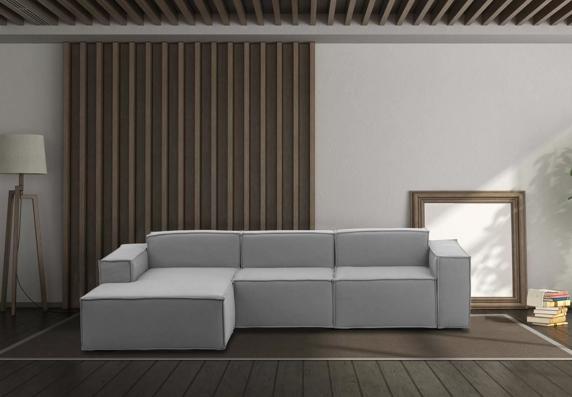 Dmora Divani Fissi Con Penisola<Divano fisso con penisola Alganibra, Cm 300x170h70,