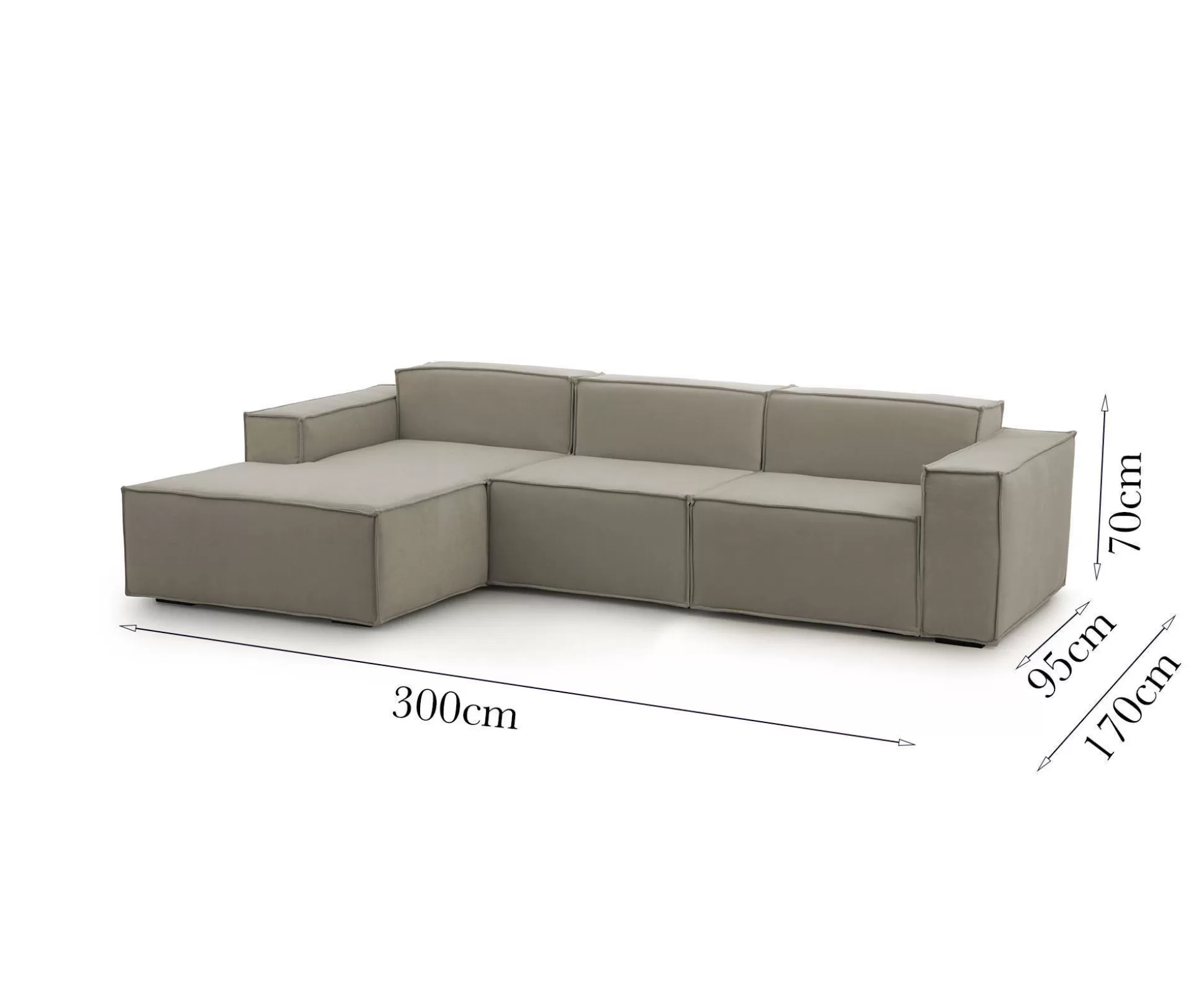 Dmora Divani Fissi Con Penisola<Divano fisso con penisola Alganibra, Cm 300x170h70,