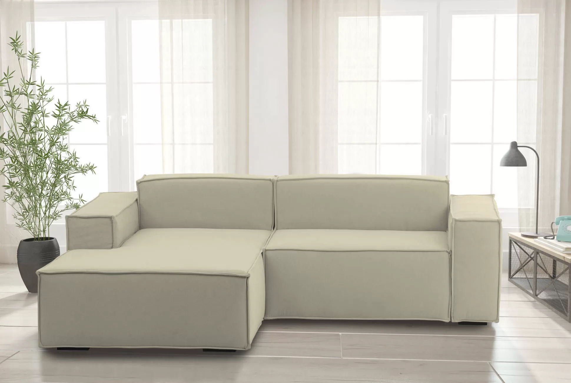 Dmora Divani Fissi Con Penisola<Divano fisso con penisola Alhoa, Cm 220x170h70,