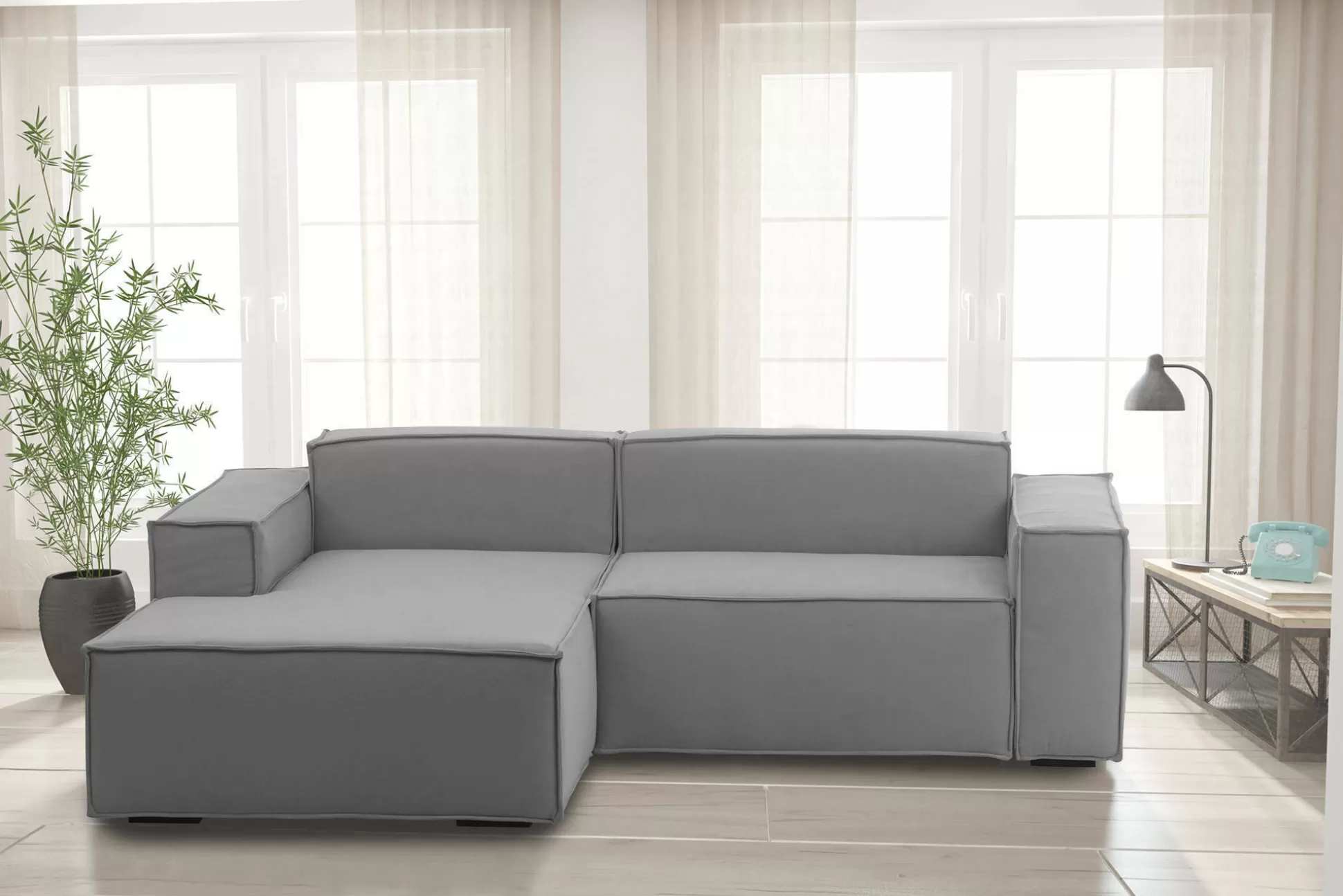 Dmora Divani Fissi Con Penisola<Divano fisso con penisola Alhoa, Cm 220x170h70,