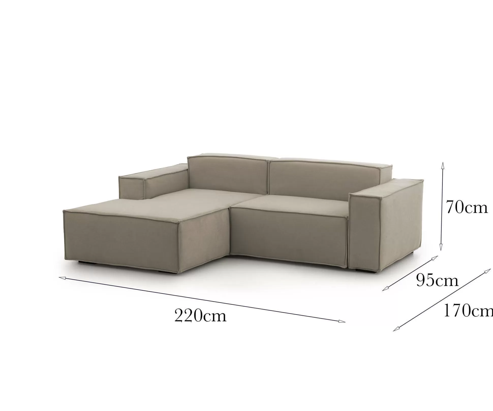 Dmora Divani Fissi Con Penisola<Divano fisso con penisola Alhoa, Cm 220x170h70,
