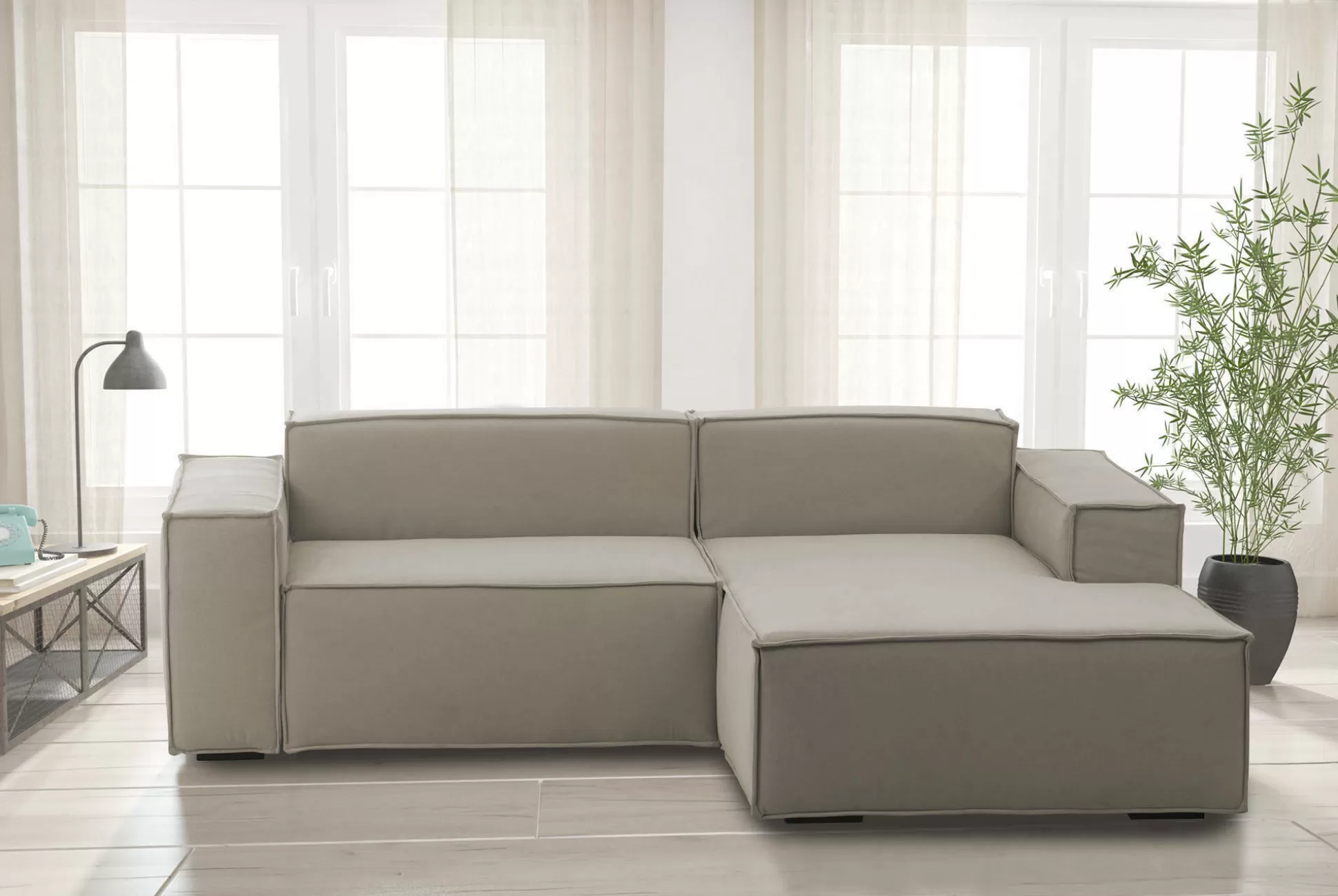 Dmora Divani Fissi Con Penisola<Divano fisso con penisola Ameli, Cm 240x170h70,