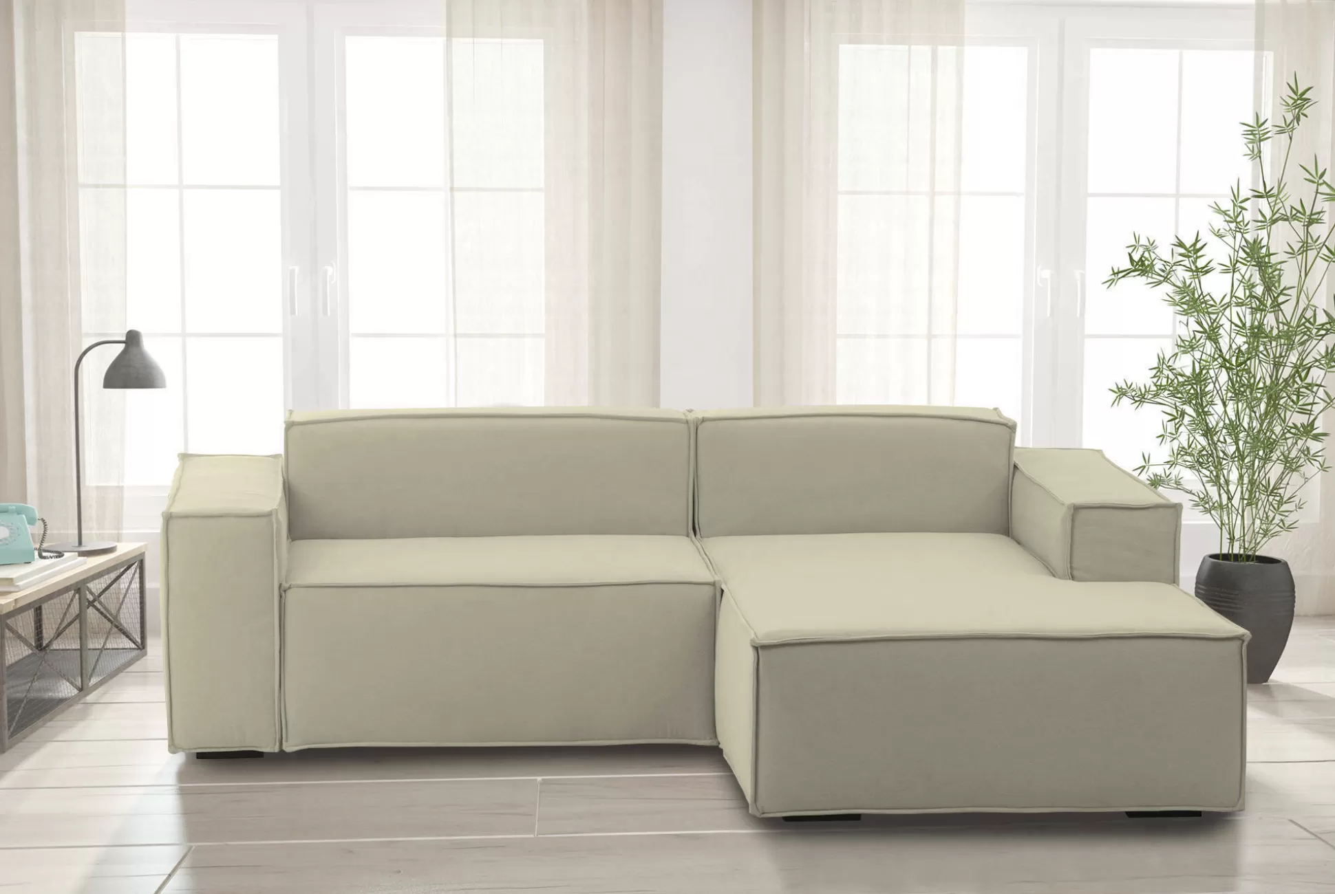 Dmora Divani Fissi Con Penisola<Divano fisso con penisola Amuleto, Cm 220x170h70,