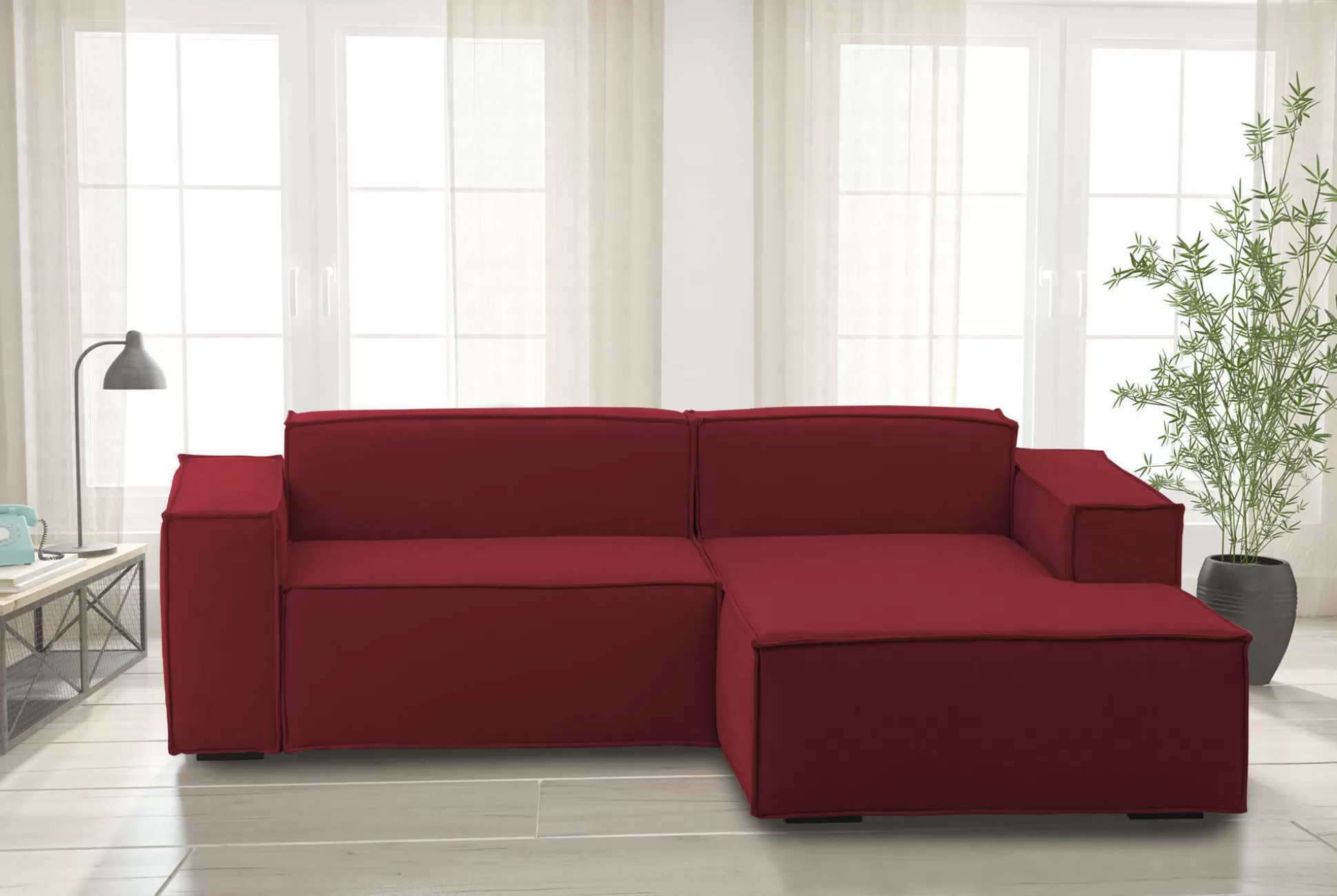 Dmora Divani Fissi Con Penisola<Divano fisso con penisola Amuleto, Cm 220x170h70,