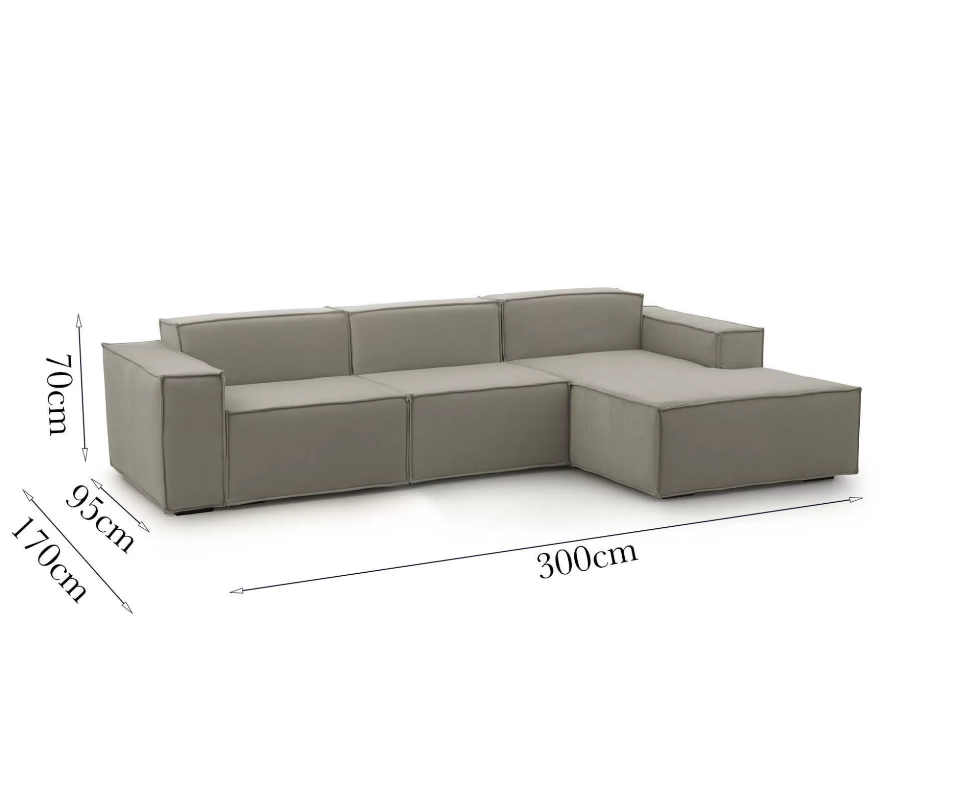 Dmora Divani Fissi Con Penisola<Divano fisso con penisola Ananas, Cm 300x170h70,