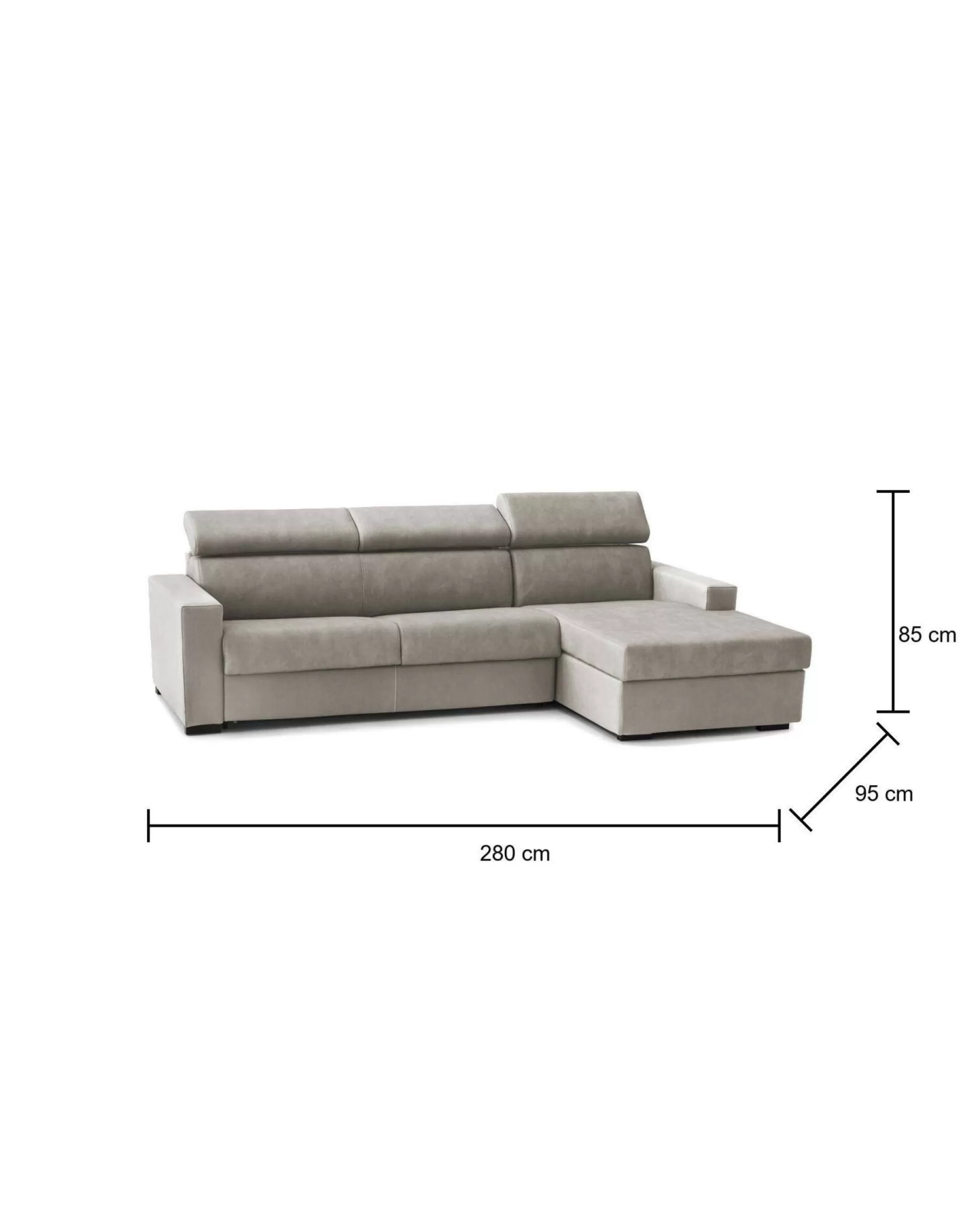 Dmora Divani Fissi Con Penisola<Divano fisso con penisola Angera, Cm 280x95h85,