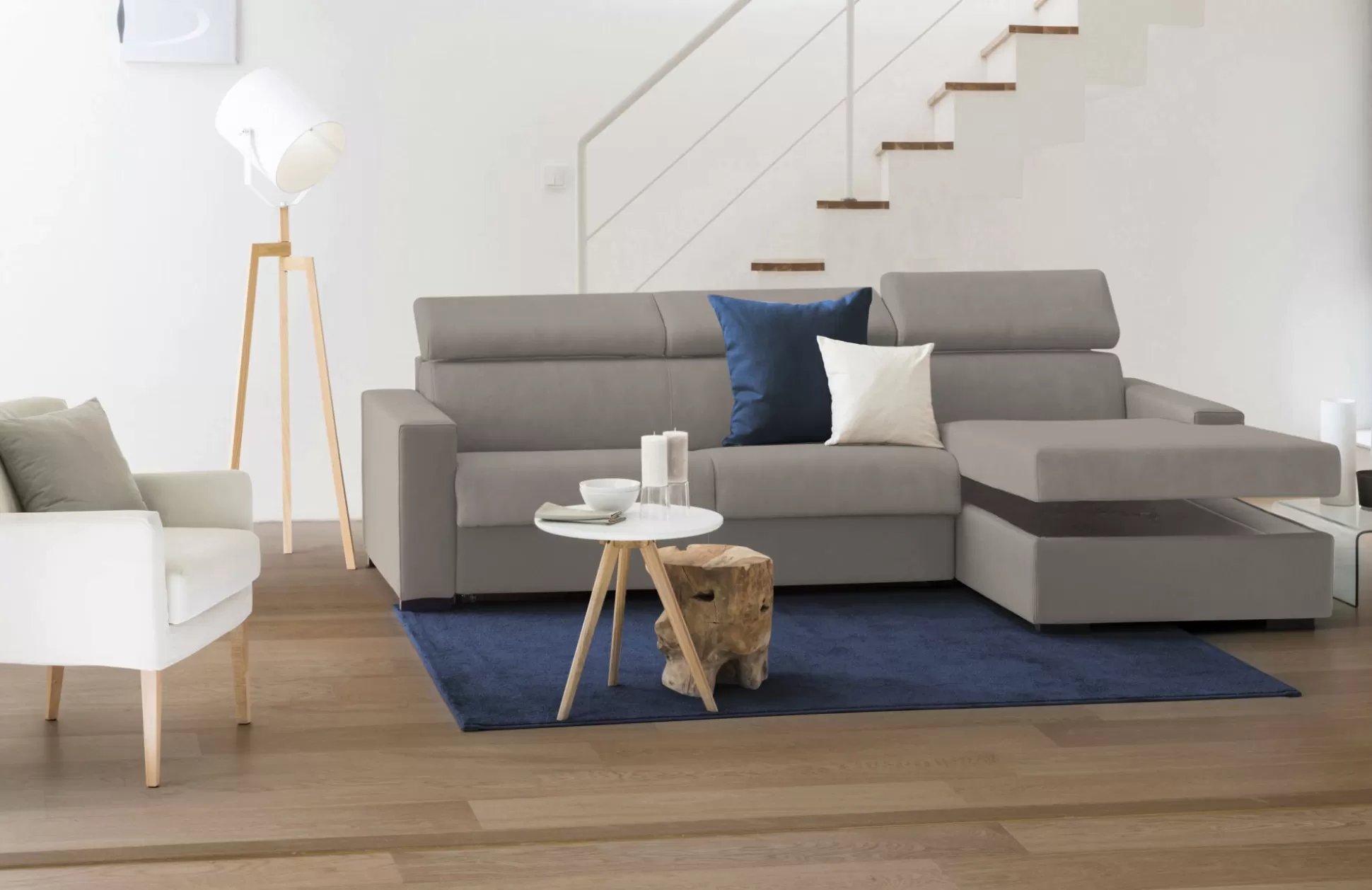 Dmora Divani Fissi Con Penisola<Divano fisso con penisola Angera, Cm 280x95h85,