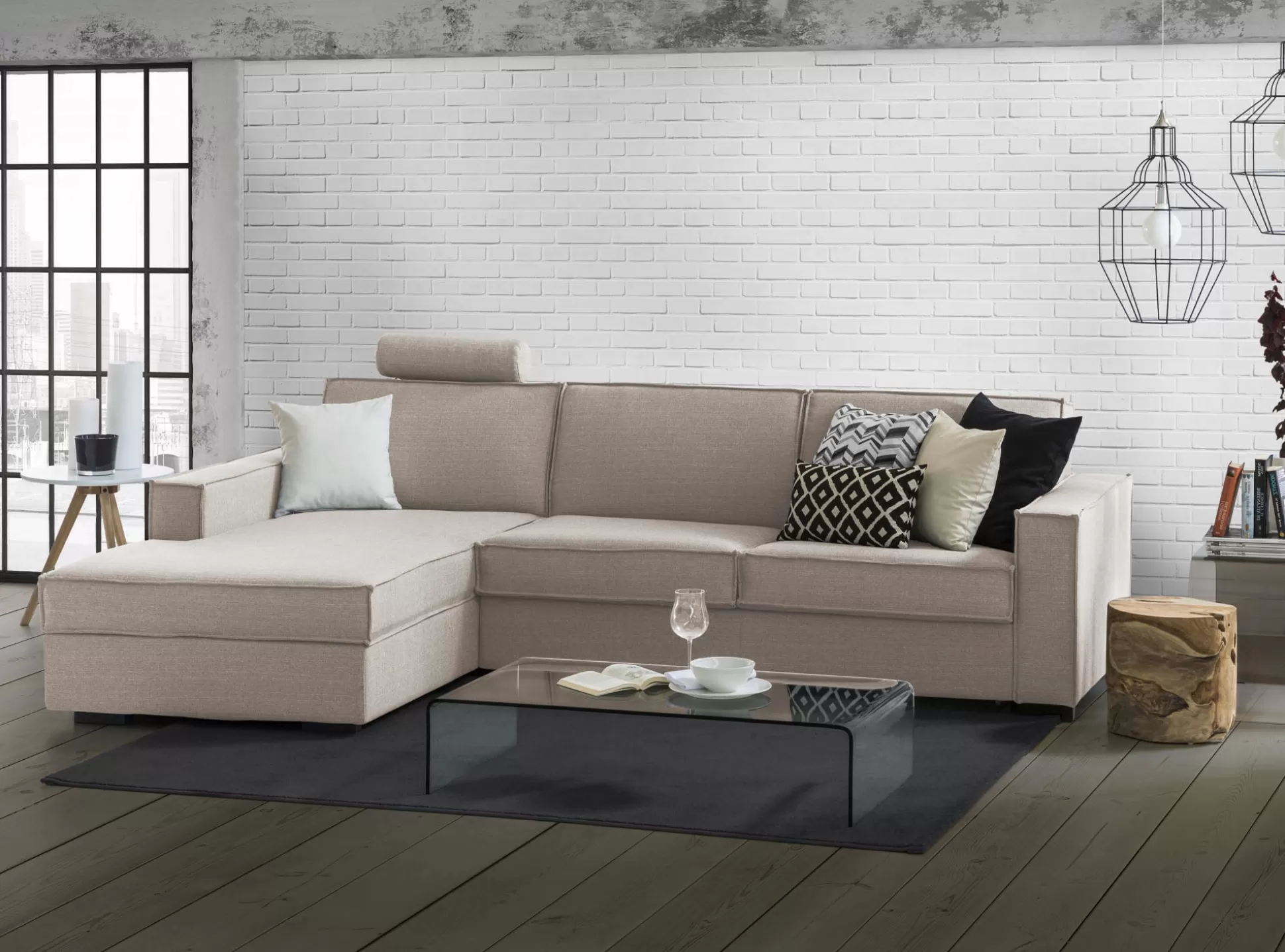 Dmora Divani Fissi Con Penisola<Divano fisso con penisola Anila, Cm 280x95h90,