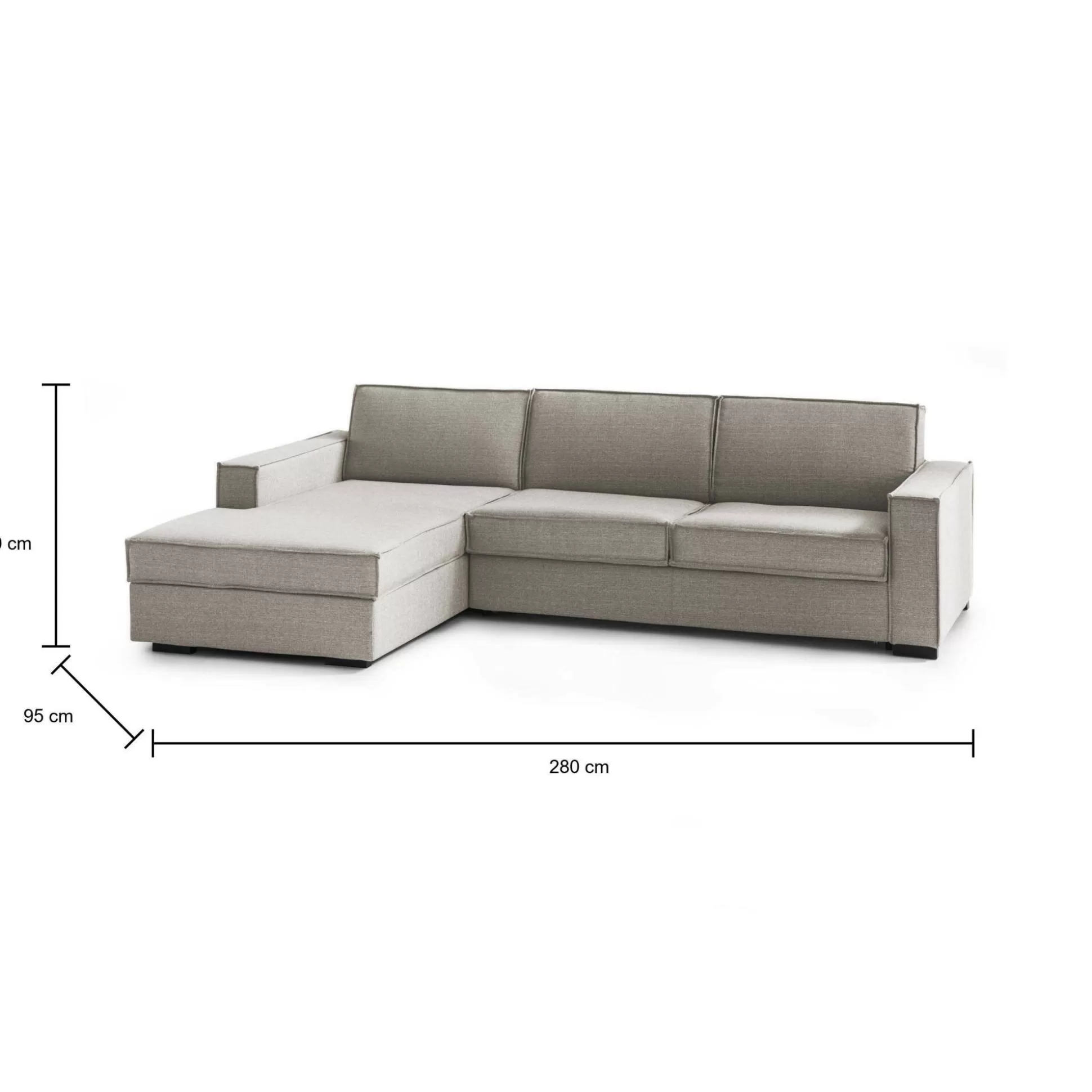 Dmora Divani Fissi Con Penisola<Divano fisso con penisola Anila, Cm 280x95h90,