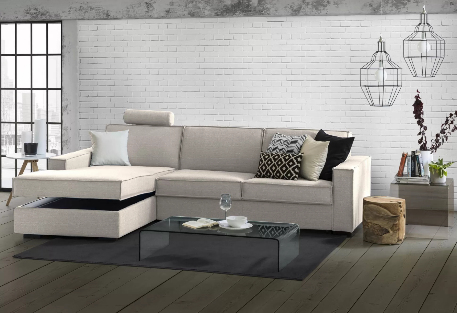 Dmora Divani Fissi Con Penisola<Divano fisso con penisola Anila, Cm 280x95h90,