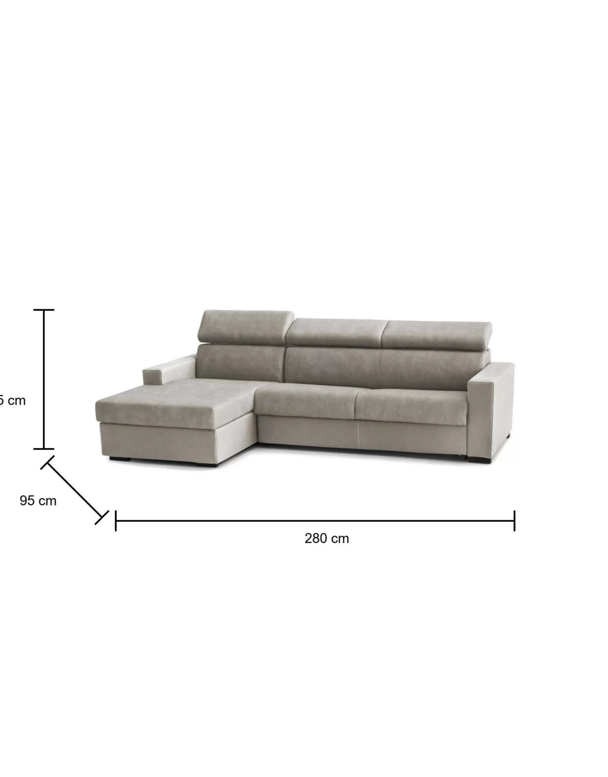 Dmora Divani Fissi Con Penisola<Divano fisso con penisola Aryaly, Cm 280x95h85,