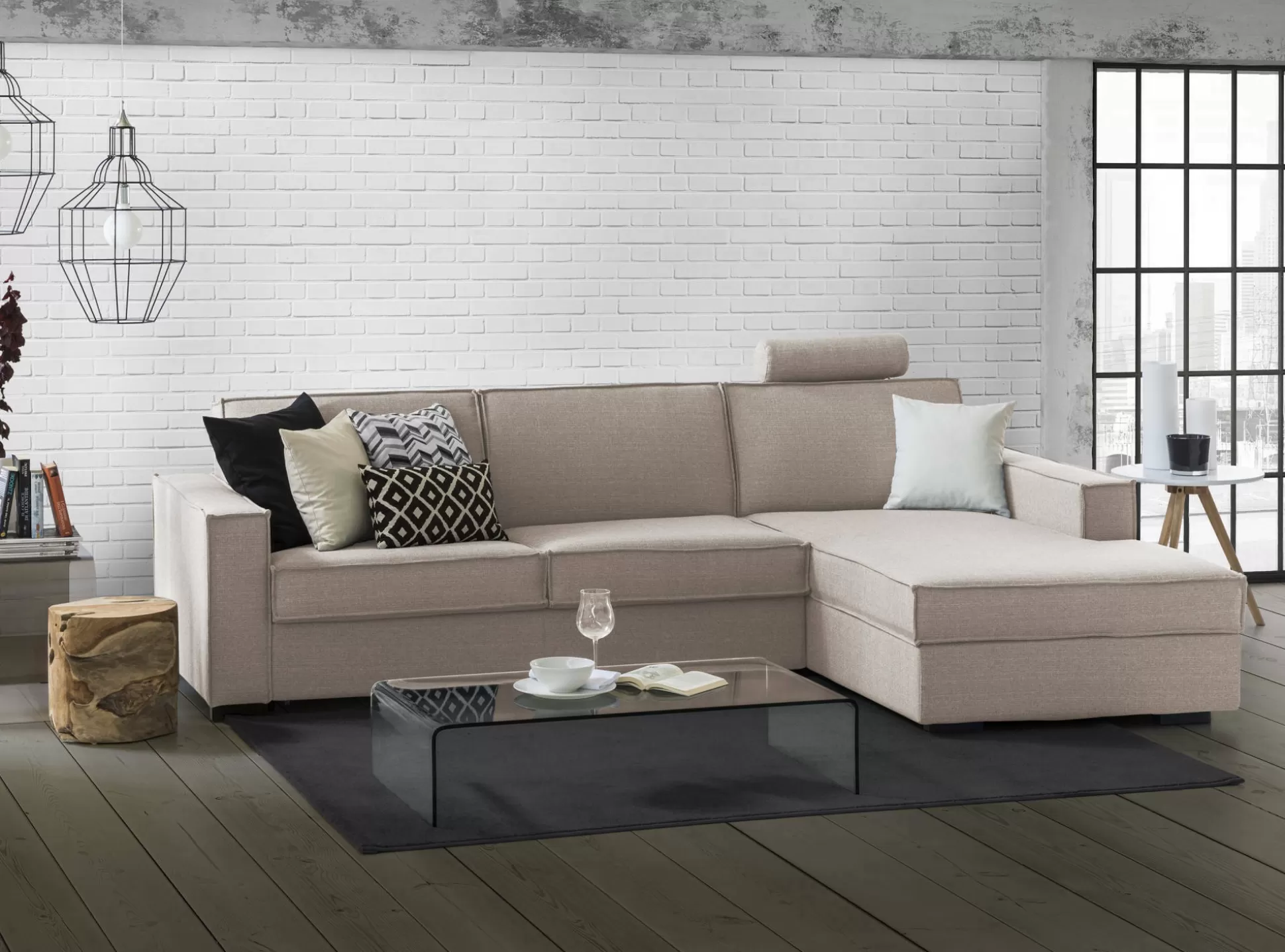 Dmora Divani Fissi Con Penisola<Divano fisso con penisola Assobasso, Cm 260x95h90,