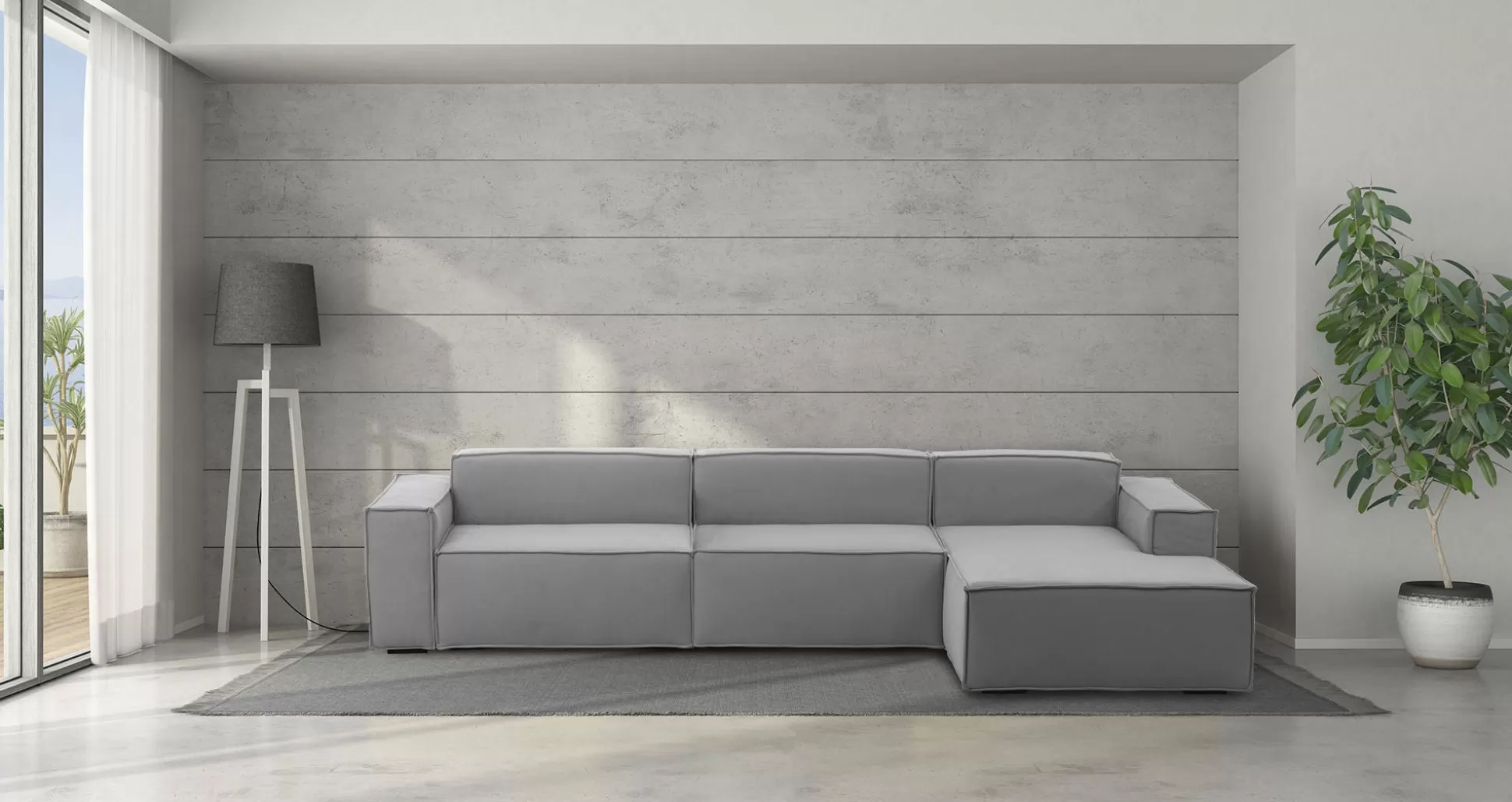 Dmora Divani Fissi Con Penisola<Divano fisso con penisola Asvaldo, Cm 340x170h70,