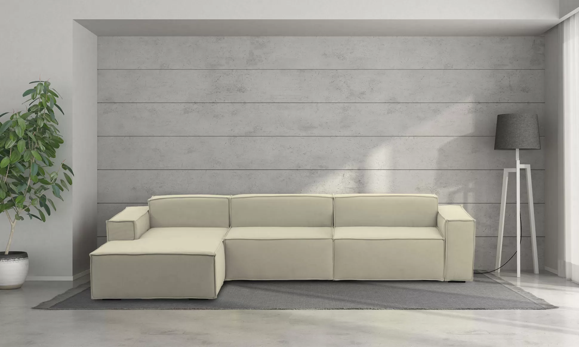 Dmora Divani Fissi Con Penisola<Divano fisso con penisola Atrillo, Cm 340x170h70,