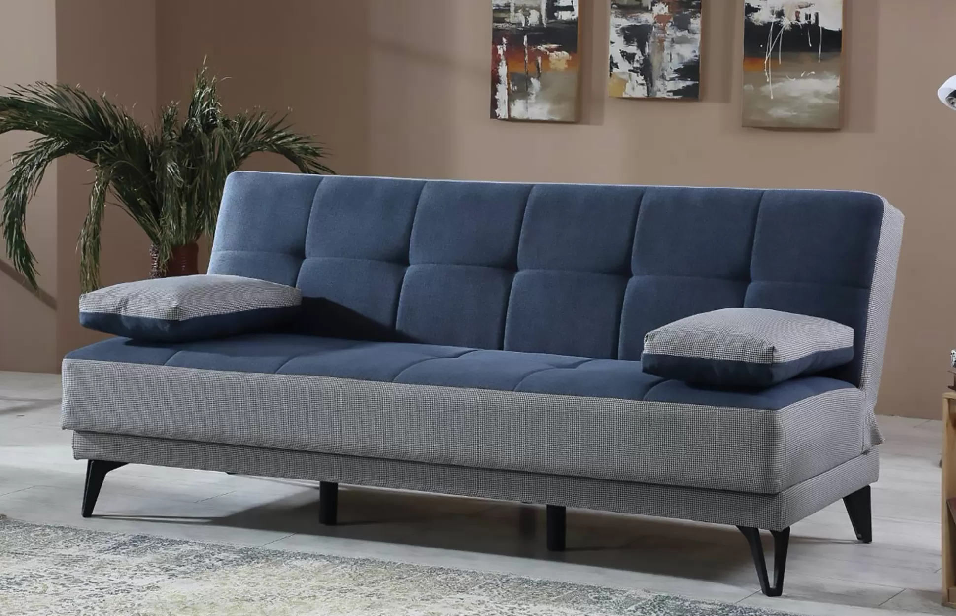 Dmora Divani Letto 3 Posti<Divano letto 3 posti Aborigeni, 190x87h97 cm, Grigio e Blu