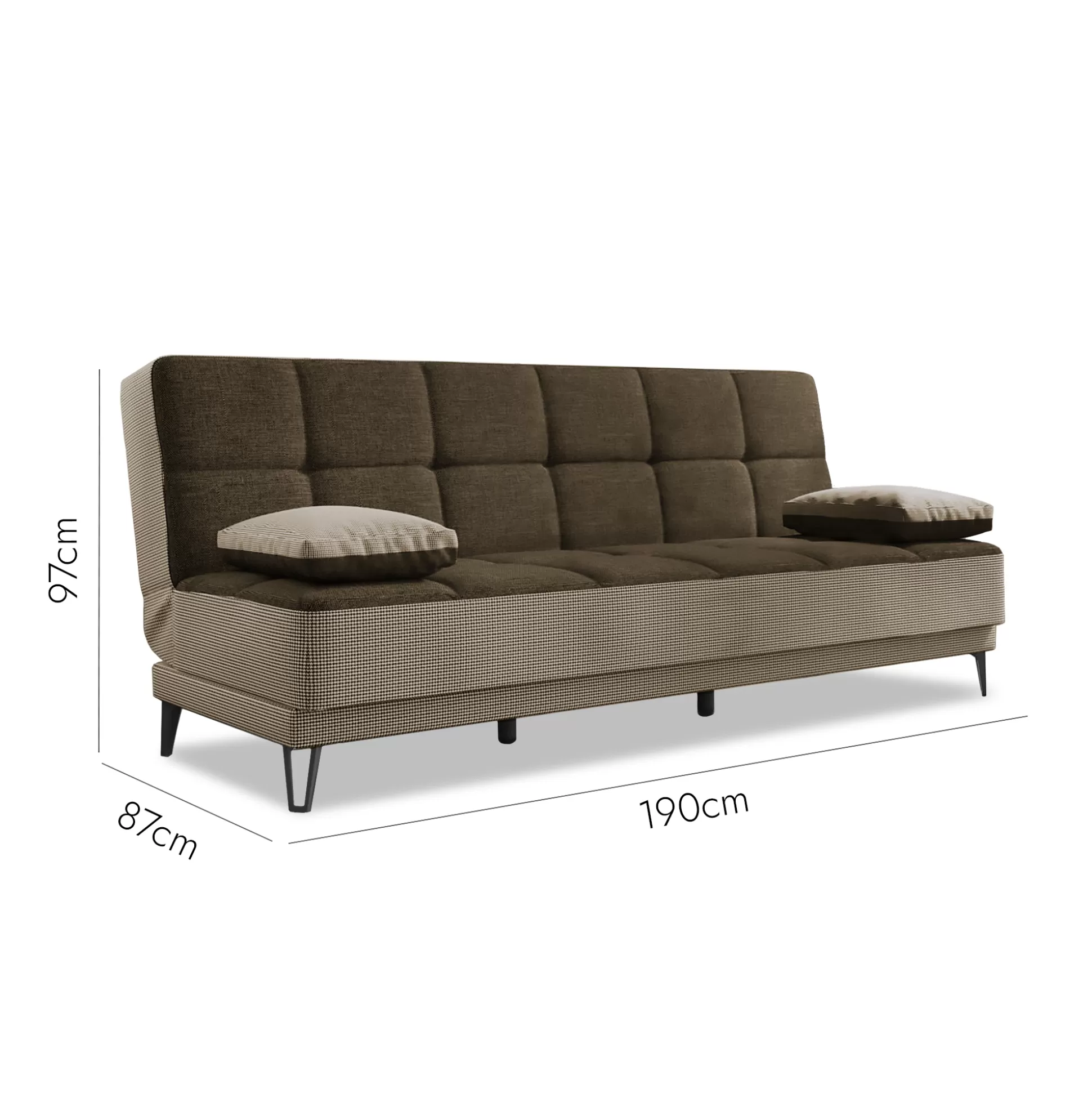 Dmora Divani Letto 3 Posti<Divano letto 3 posti Aborigeni, 190x87h97 cm, Grigio E Marrone