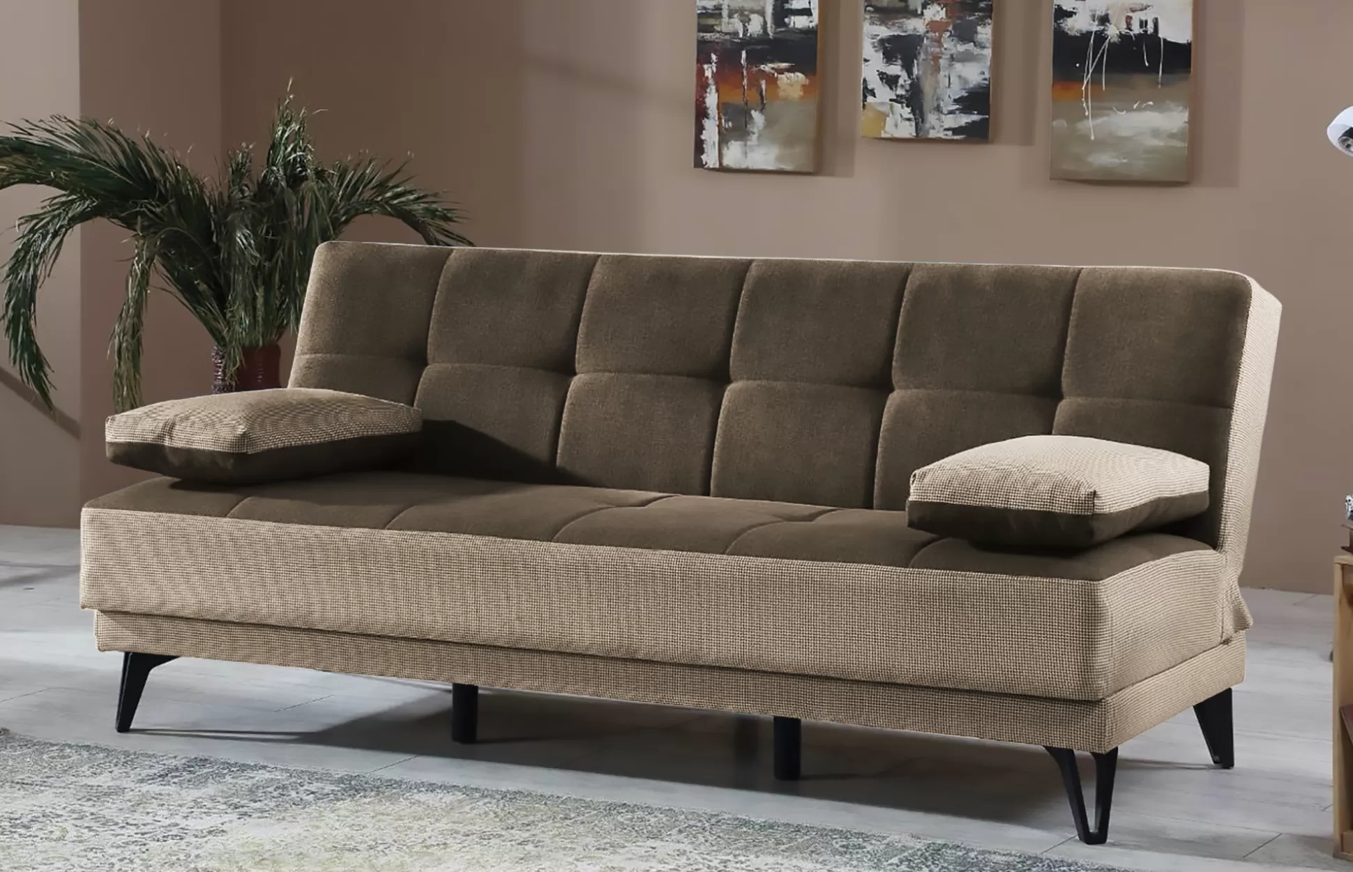 Dmora Divani Letto 3 Posti<Divano letto 3 posti Aborigeni, 190x87h97 cm, Grigio E Marrone
