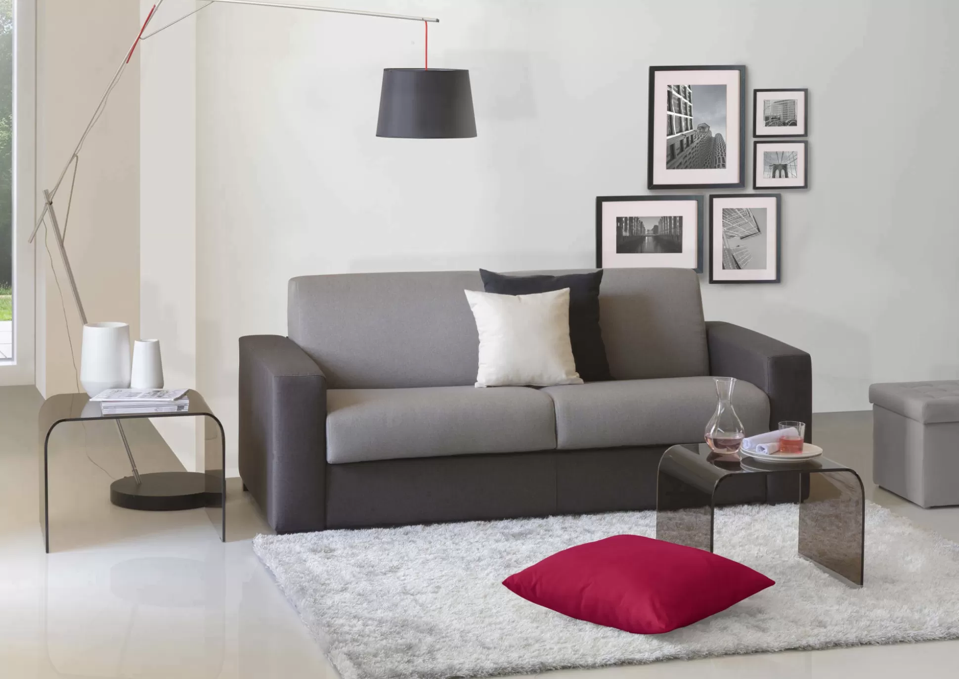 Dmora Divani Letto 2 Posti<Divano letto 2 posti Akito, Cm 180x95h90, Grigio e Antracite