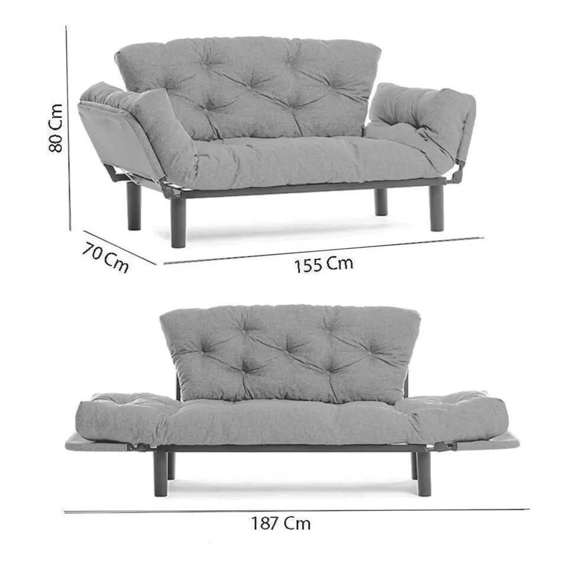 Dmora Divani Letto 2 Posti<Divano letto 2 posti Guchol, 155x70 h80 cm,