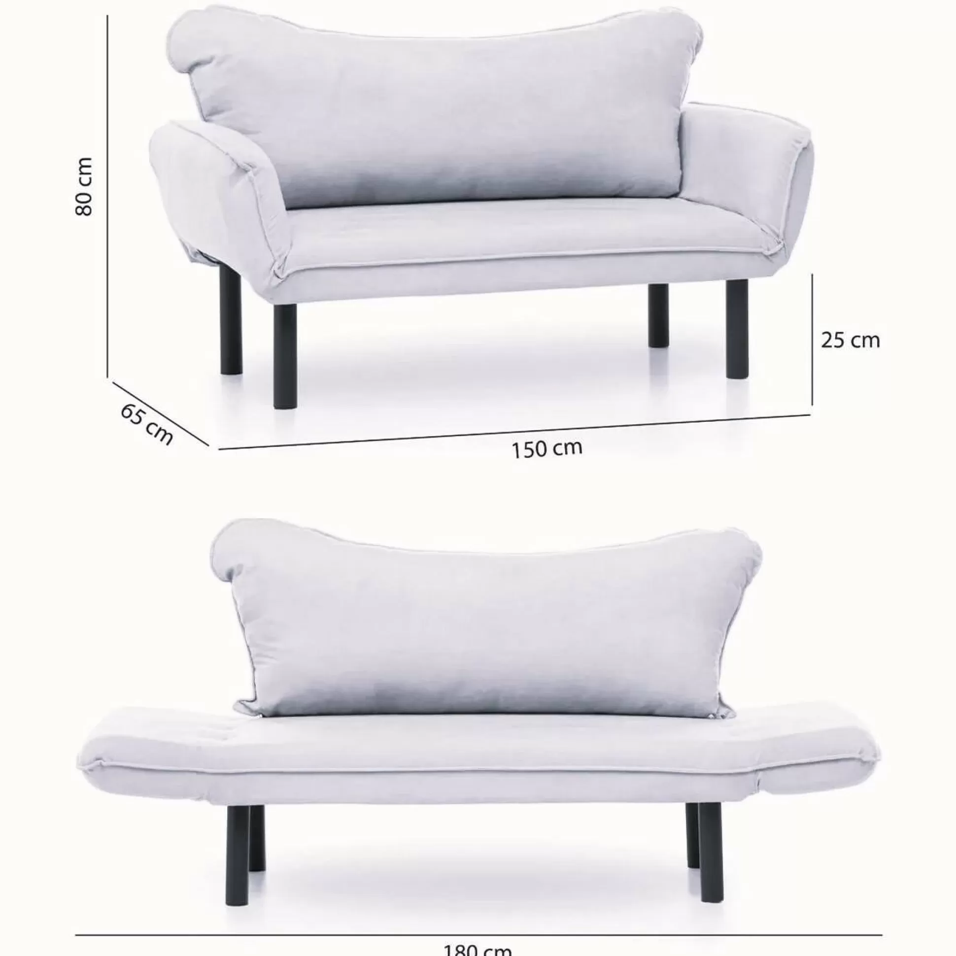 Dmora Divani Letto 2 Posti<Divano letto 2 posti Hone, 150x65 h40 cm,