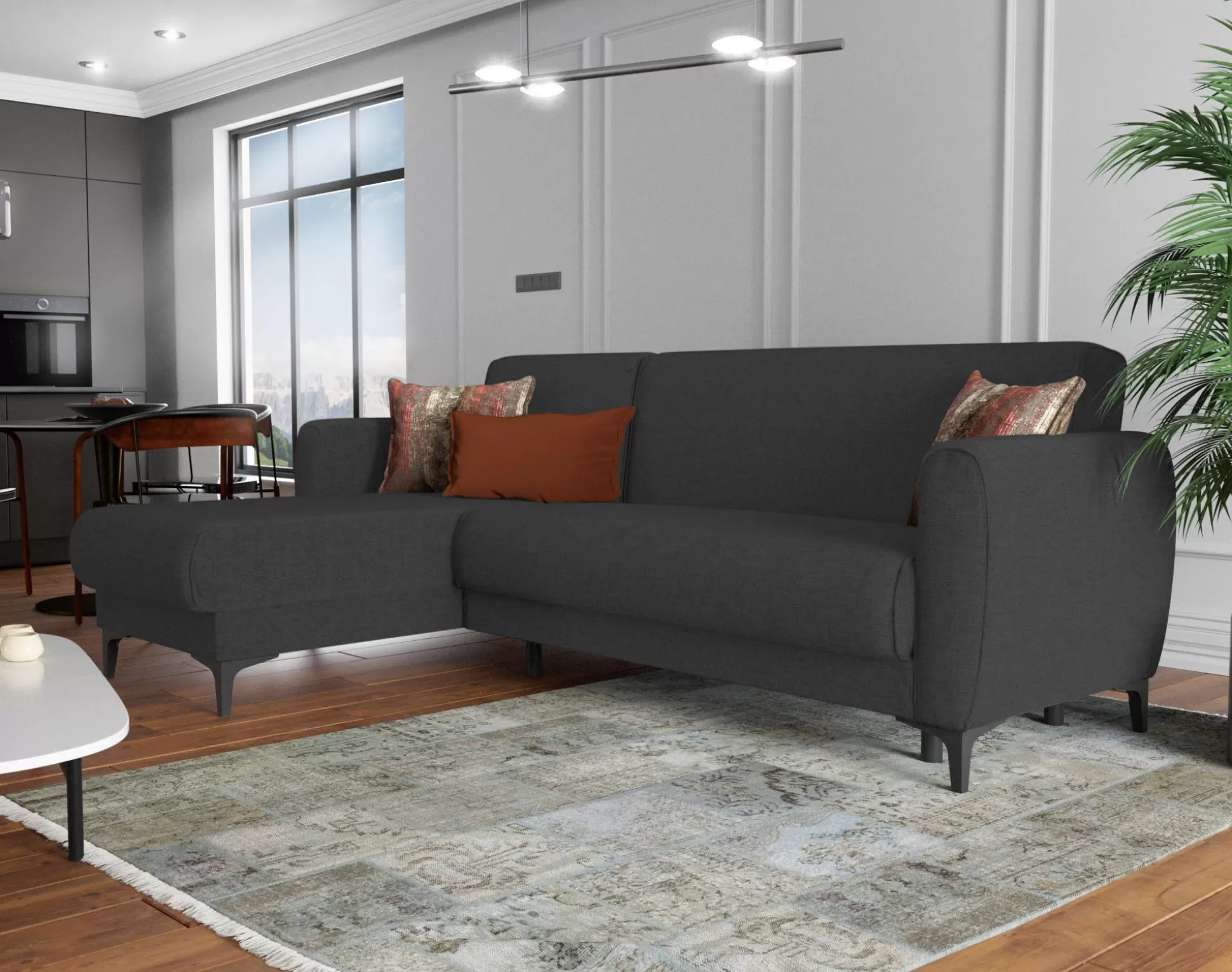Dmora Divani Letto Con Penisola<Divano letto con penisola Aber, 230x153h85 cm,