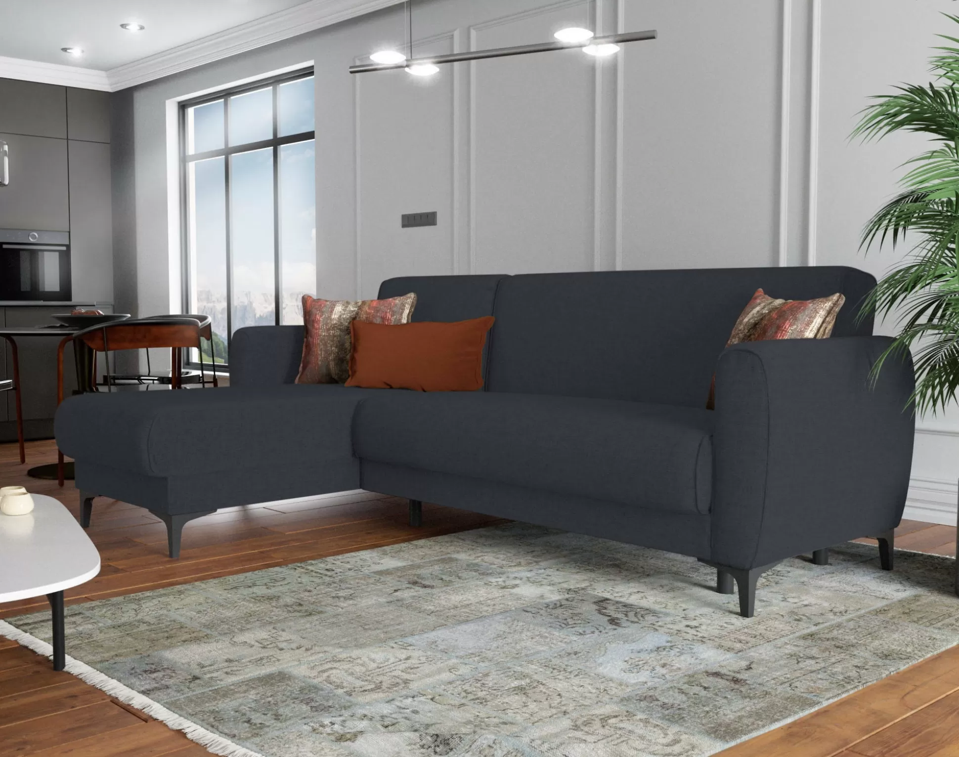 Dmora Divani Letto Con Penisola<Divano letto con penisola Aber, 230x153h85 cm,