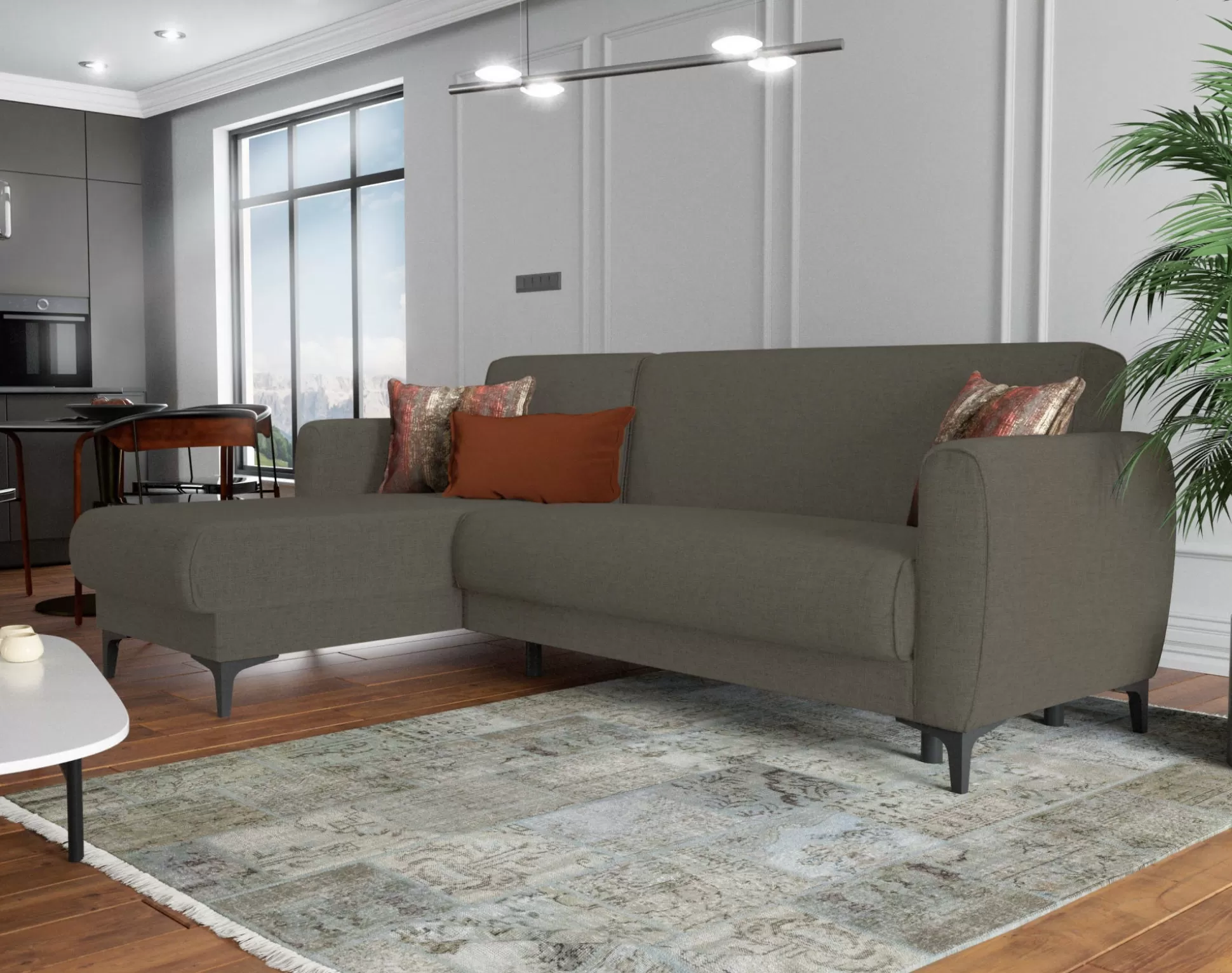 Dmora Divani Letto Con Penisola<Divano letto con penisola Aber, 230x153h85 cm,