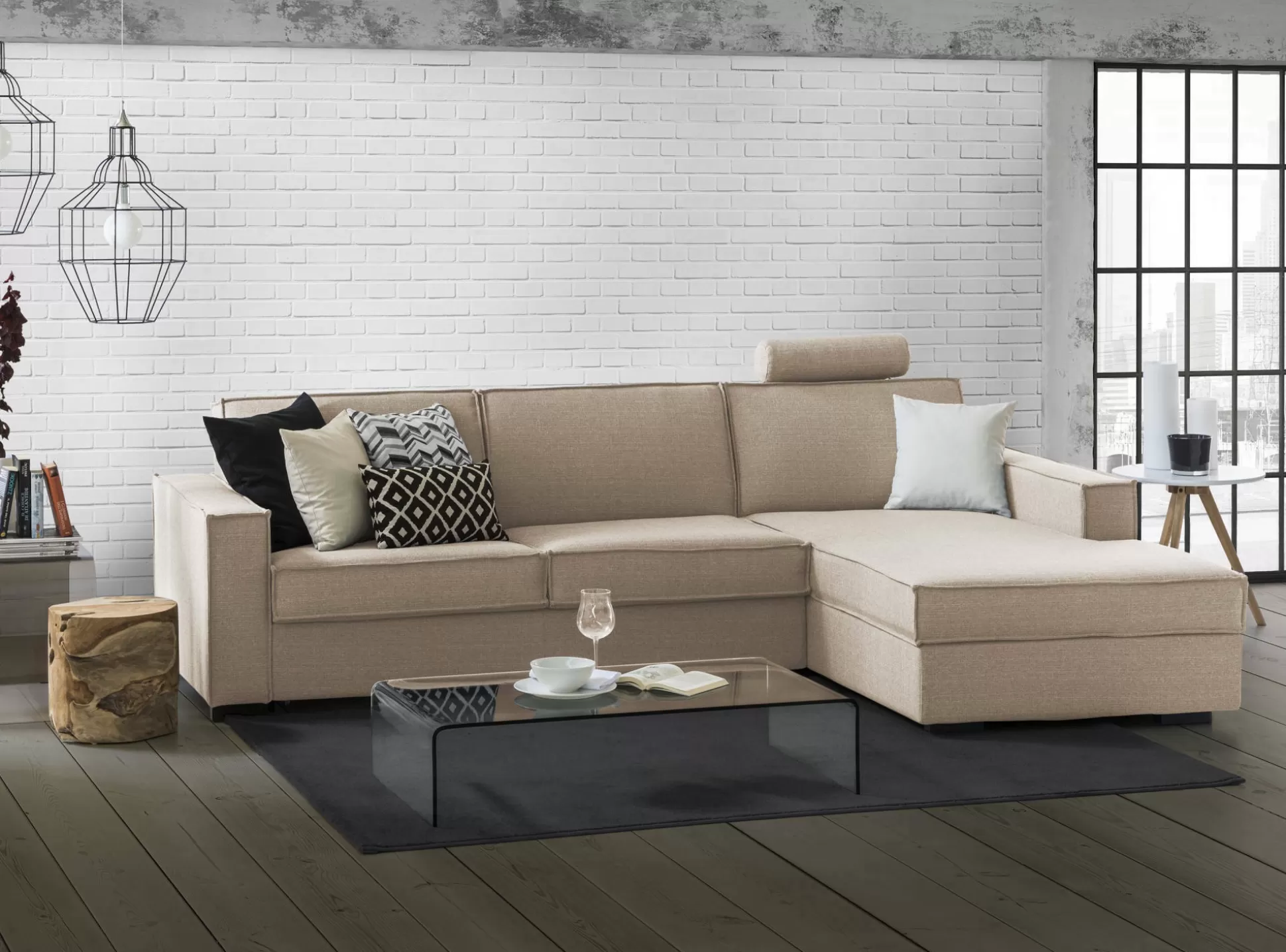 Dmora Divani Letto Con Penisola<Divano letto con penisola Achico, Cm 280x95h90,