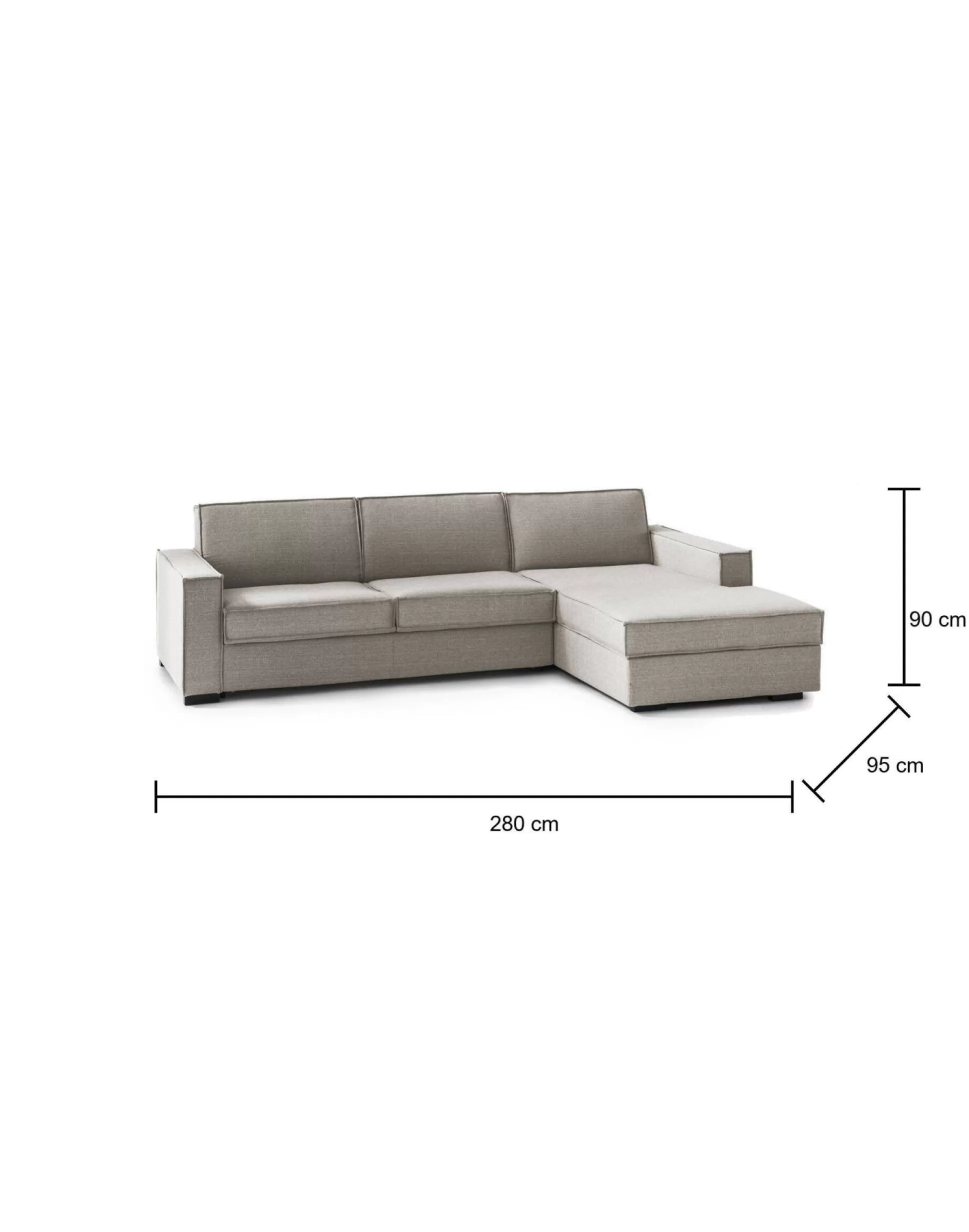 Dmora Divani Letto Con Penisola<Divano letto con penisola Achico, Cm 280x95h90,