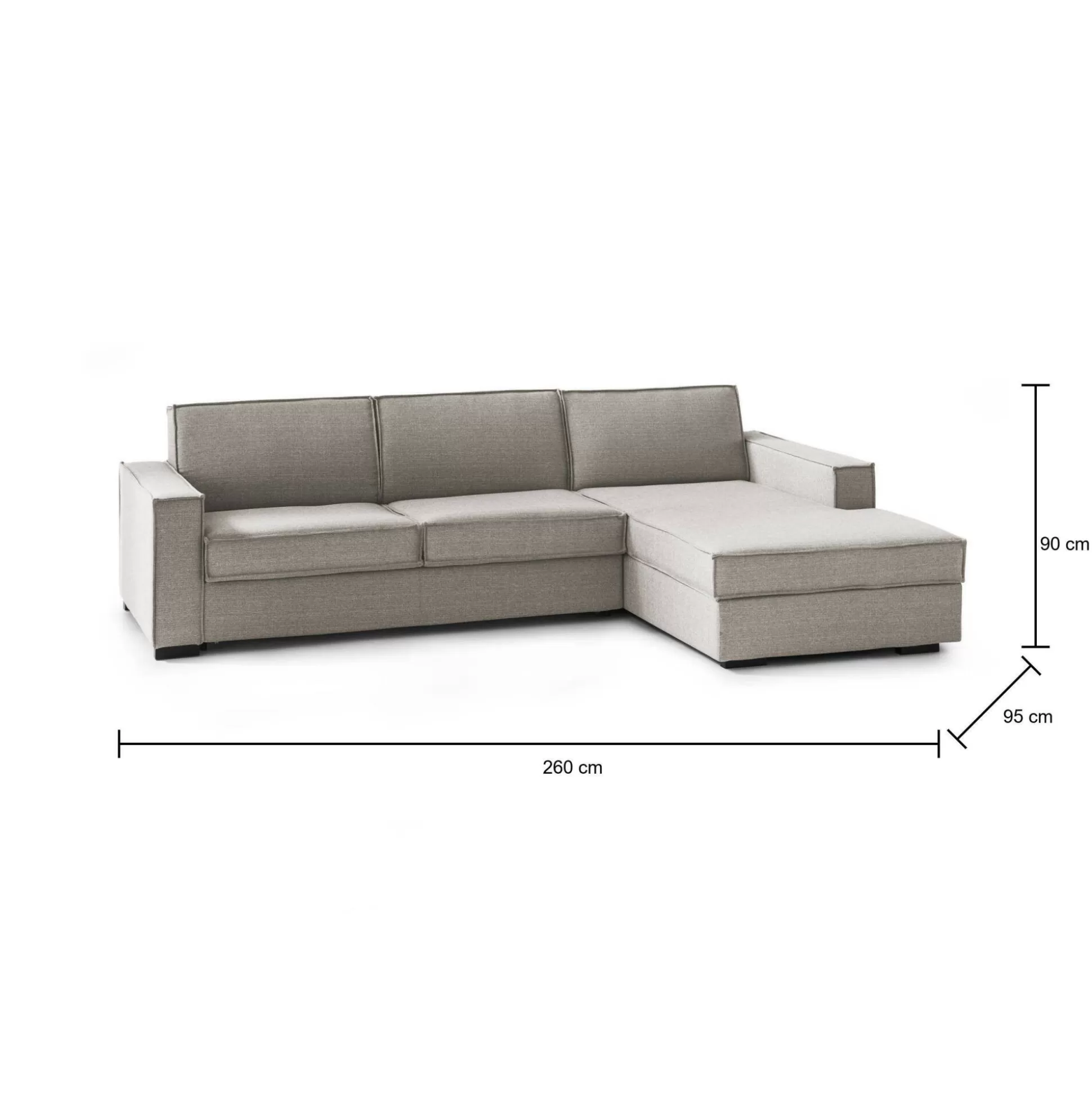 Dmora Divani Letto Con Penisola<Divano letto con penisola Afar, Cm 260x95h90,
