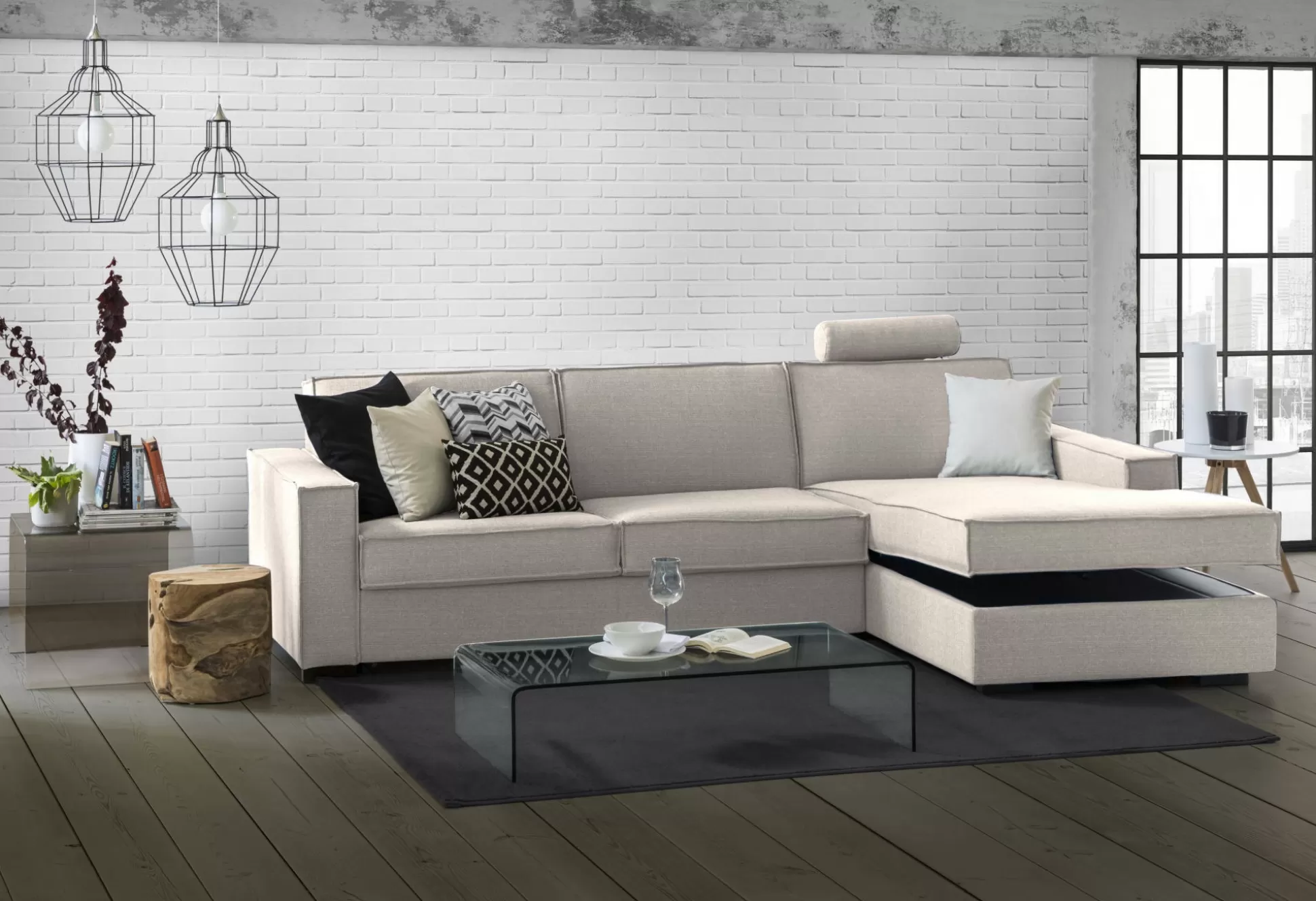 Dmora Divani Letto Con Penisola<Divano letto con penisola Afar, Cm 260x95h90,