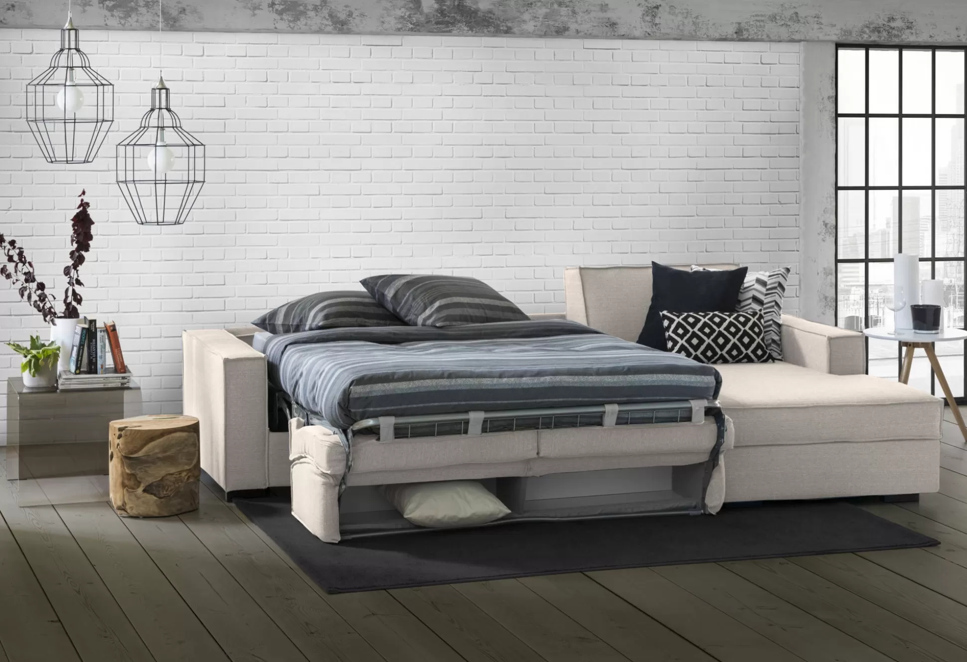 Dmora Divani Letto Con Penisola<Divano letto con penisola Afar, Cm 260x95h90,