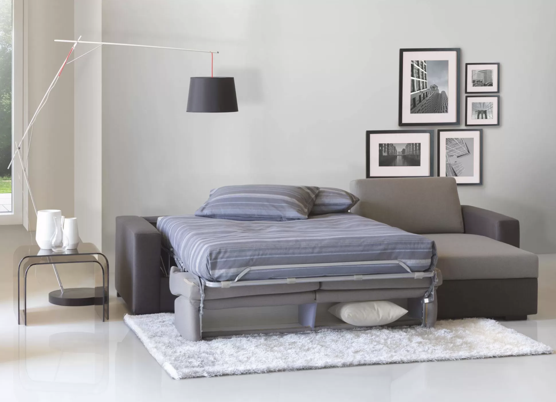 Dmora Divani Letto Con Penisola<Divano letto con penisola Aika, Cm 280x95h90, Grigio e Antracite