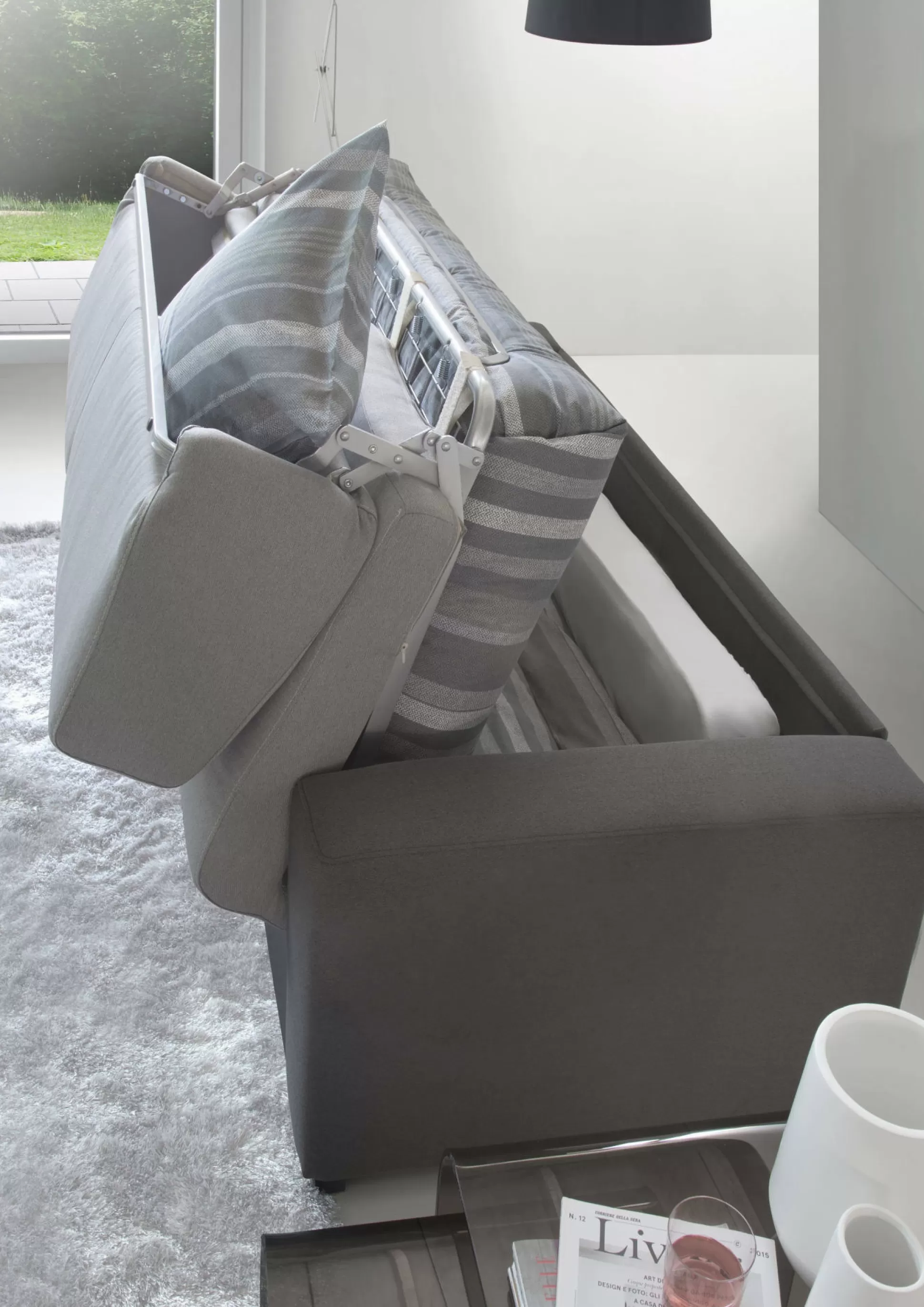 Dmora Divani Letto Con Penisola<Divano letto con penisola Allegria, Cm 260x95h90, Grigio e Antracite