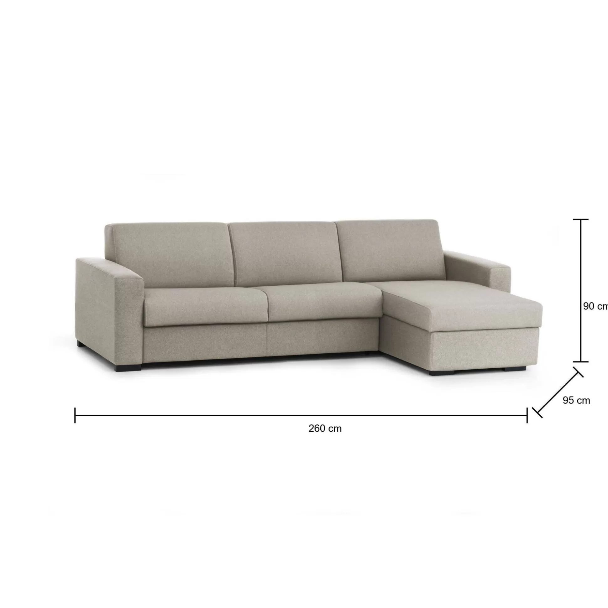 Dmora Divani Letto Con Penisola<Divano letto con penisola Allegria, Cm 260x95h90,