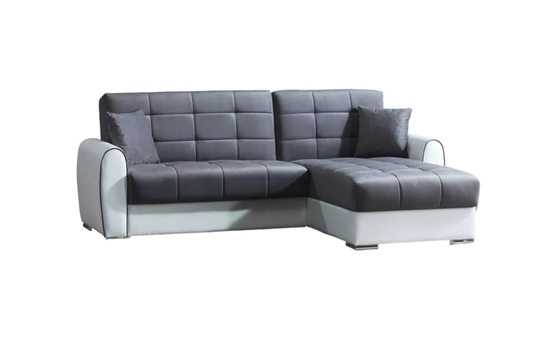 Dmora Divani Letto Con Penisola<Divano letto con penisola Argos, 246x160h91 cm, Bianco e Grigio