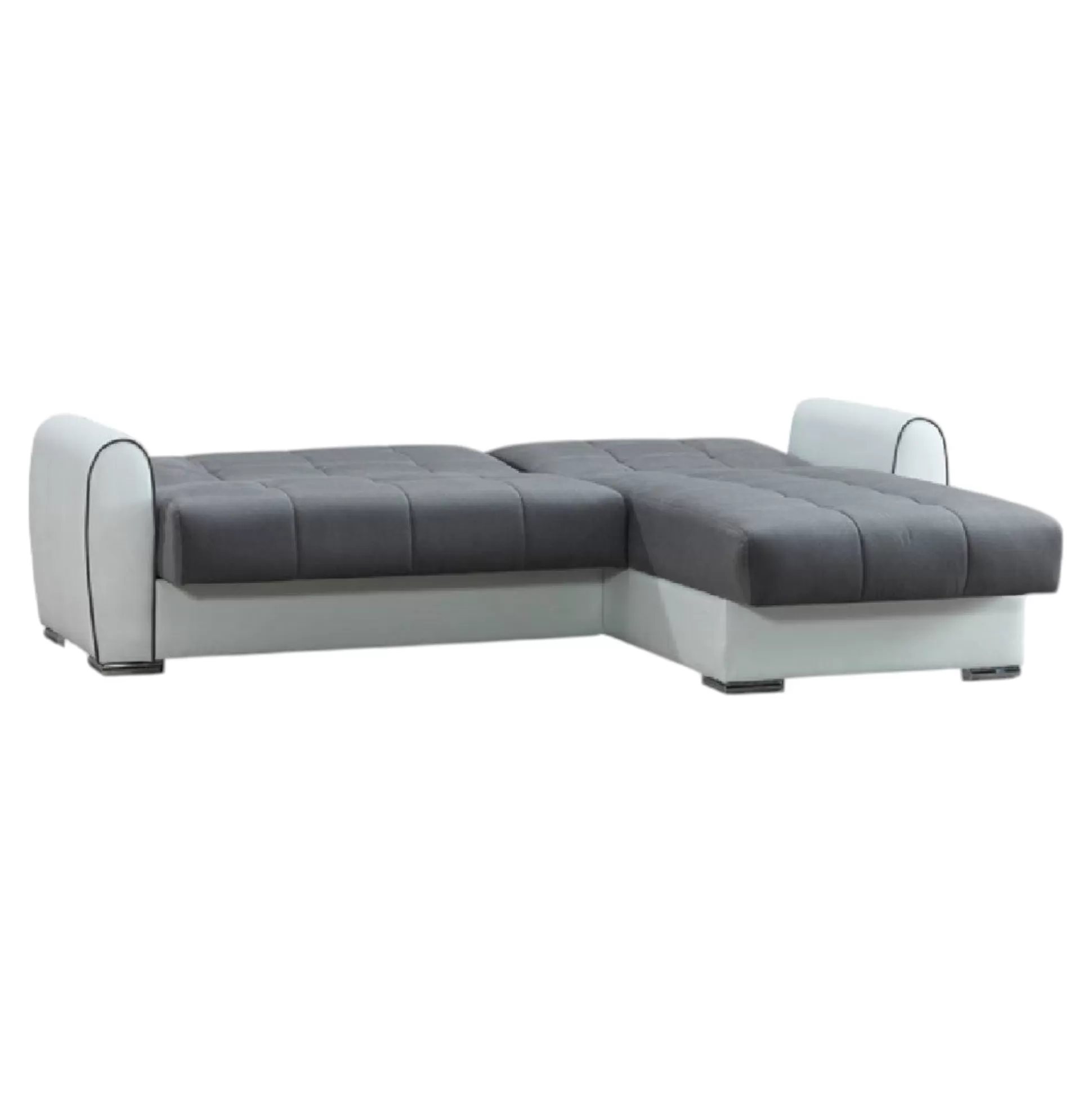 Dmora Divani Letto Con Penisola<Divano letto con penisola Argos, 246x160h91 cm, Bianco e Grigio