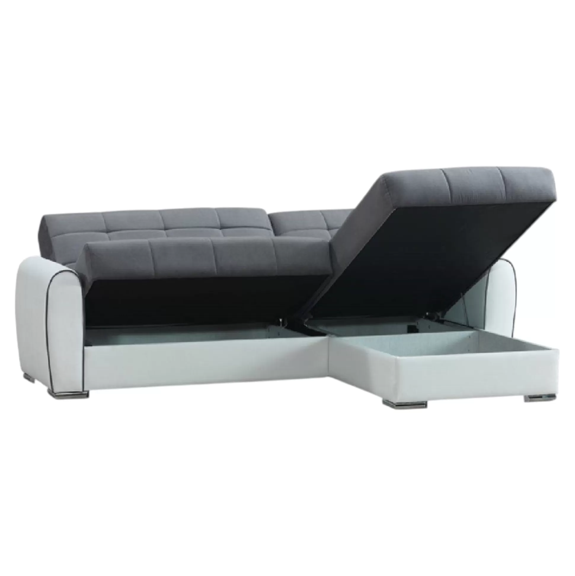 Dmora Divani Letto Con Penisola<Divano letto con penisola Argos, 246x160h91 cm, Bianco e Grigio