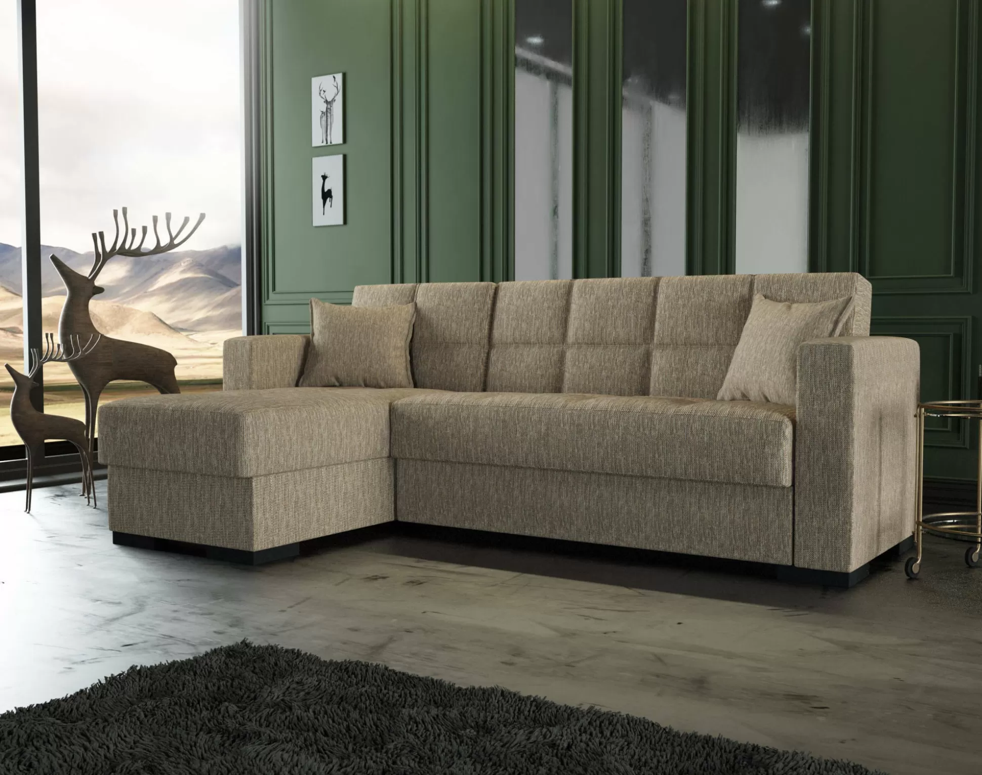 Dmora Divani Letto Con Penisola<Divano letto con penisola Armadillo, 230x150h81 cm,