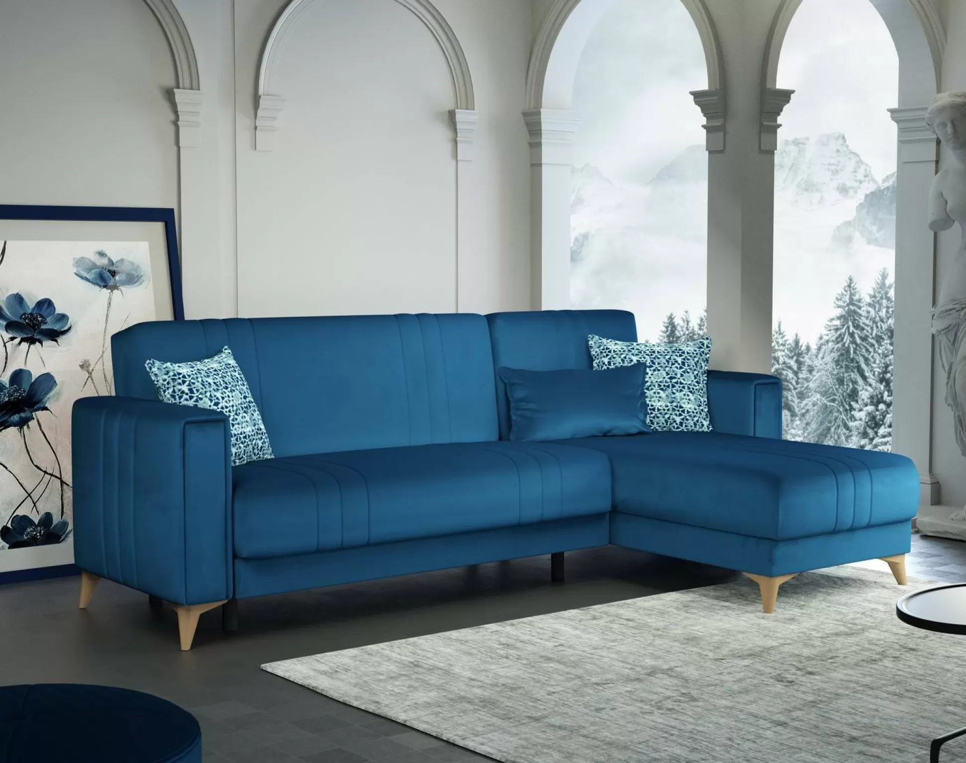 Dmora Divani Letto Con Penisola<Divano letto con penisola Aronix, 225x151h84 cm,