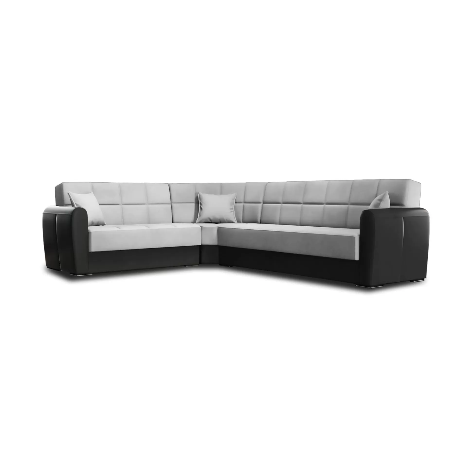 Dmora Divani Letto Con Penisola<Divano letto con penisola Dgytkja, 305x238h91 cm, Nero e Grigio Chiaro