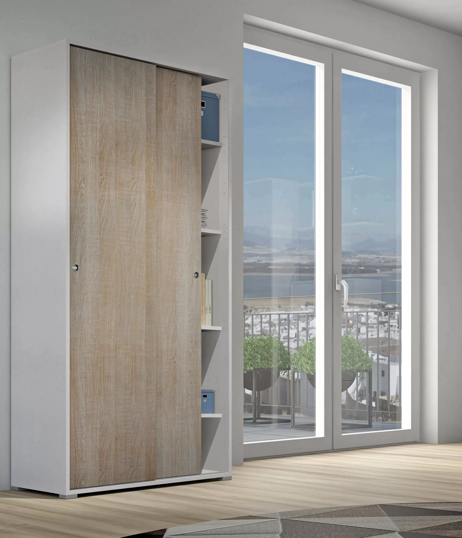 Dmora Guardaroba 2 Ante<Guardaroba 2 ante Alaysia, 90x45h195 cm, Rovere e Bianco
