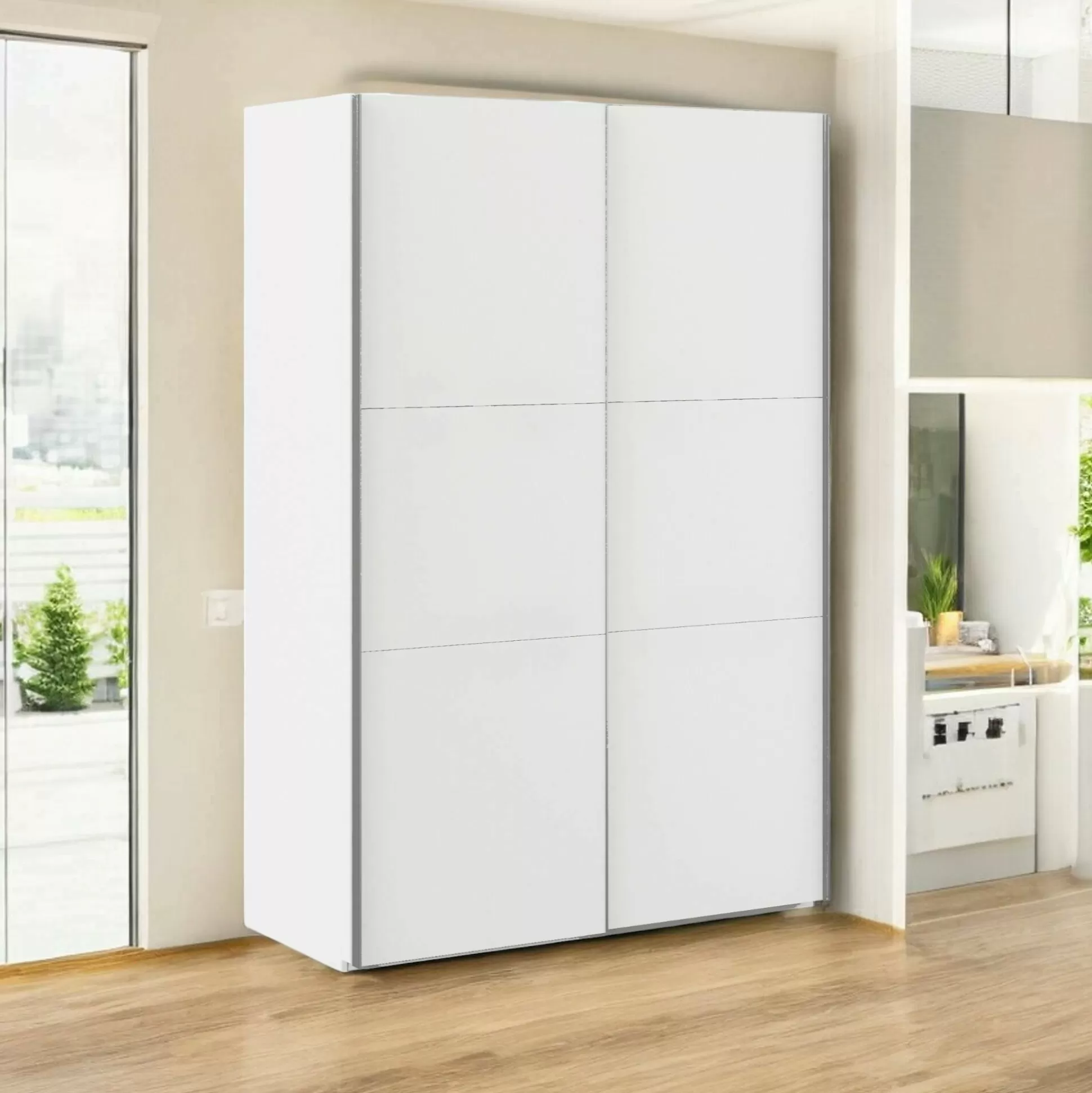 Dmora Guardaroba 2 Ante<Guardaroba 2 ante Almese, 68x147 h220 cm, Bianco e Grigio