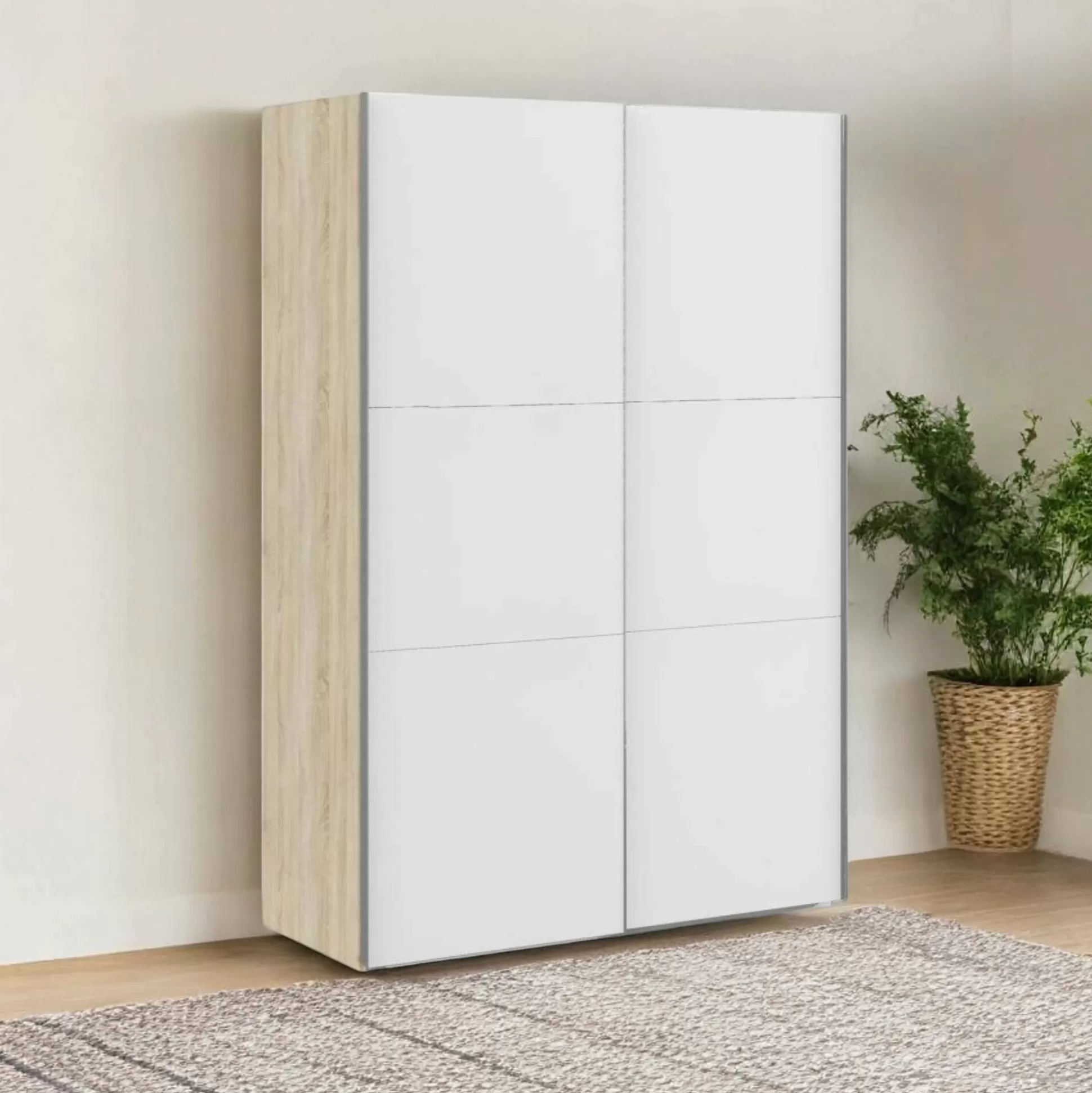 Dmora Guardaroba 2 Ante<Guardaroba 2 ante Almese, 68x147 h220 cm, Quercia e Bianco
