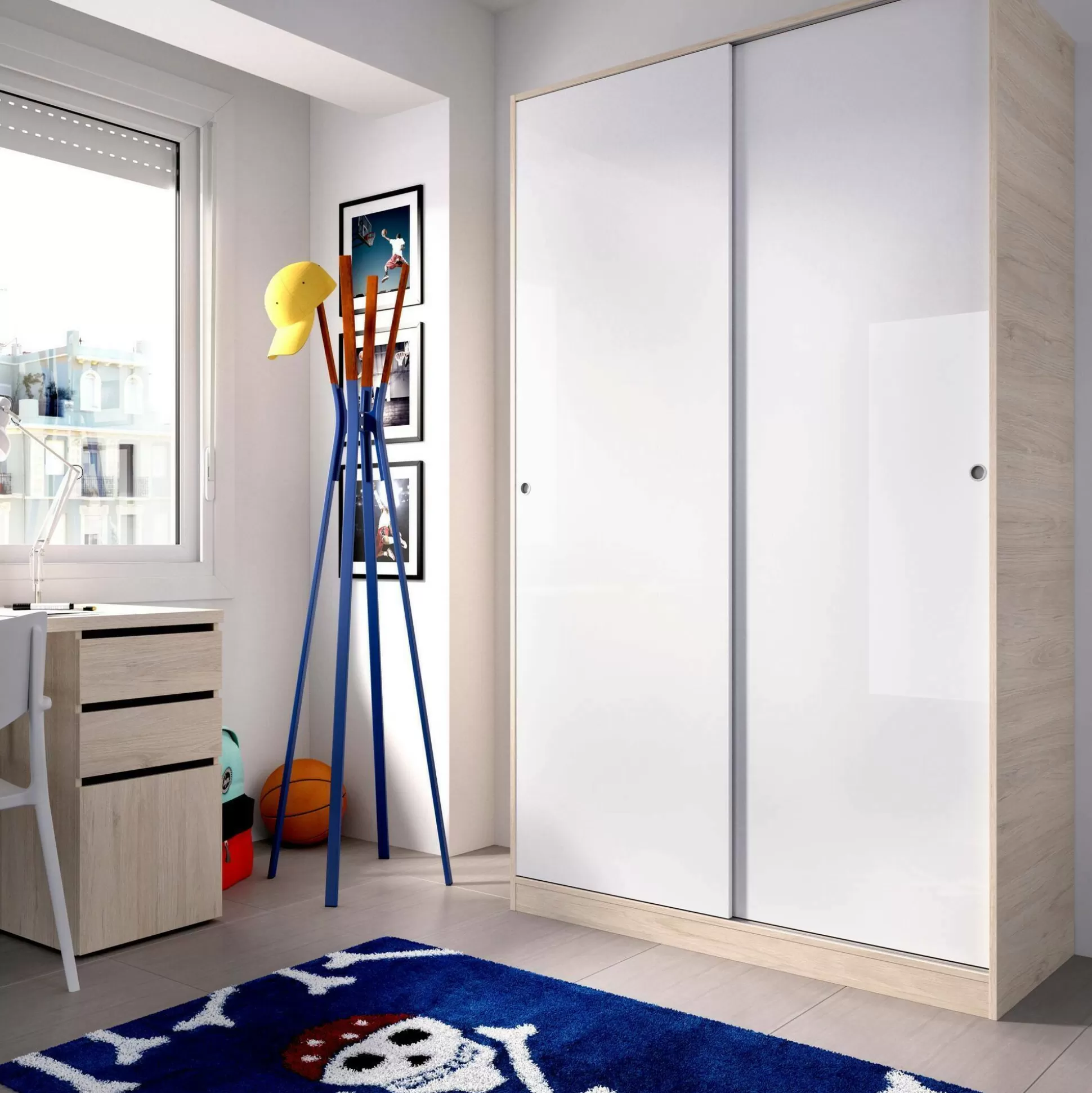 Dmora Guardaroba 2 Ante<Guardaroba 2 ante Alyson, 120x50h204 cm, Bianco e Rovere