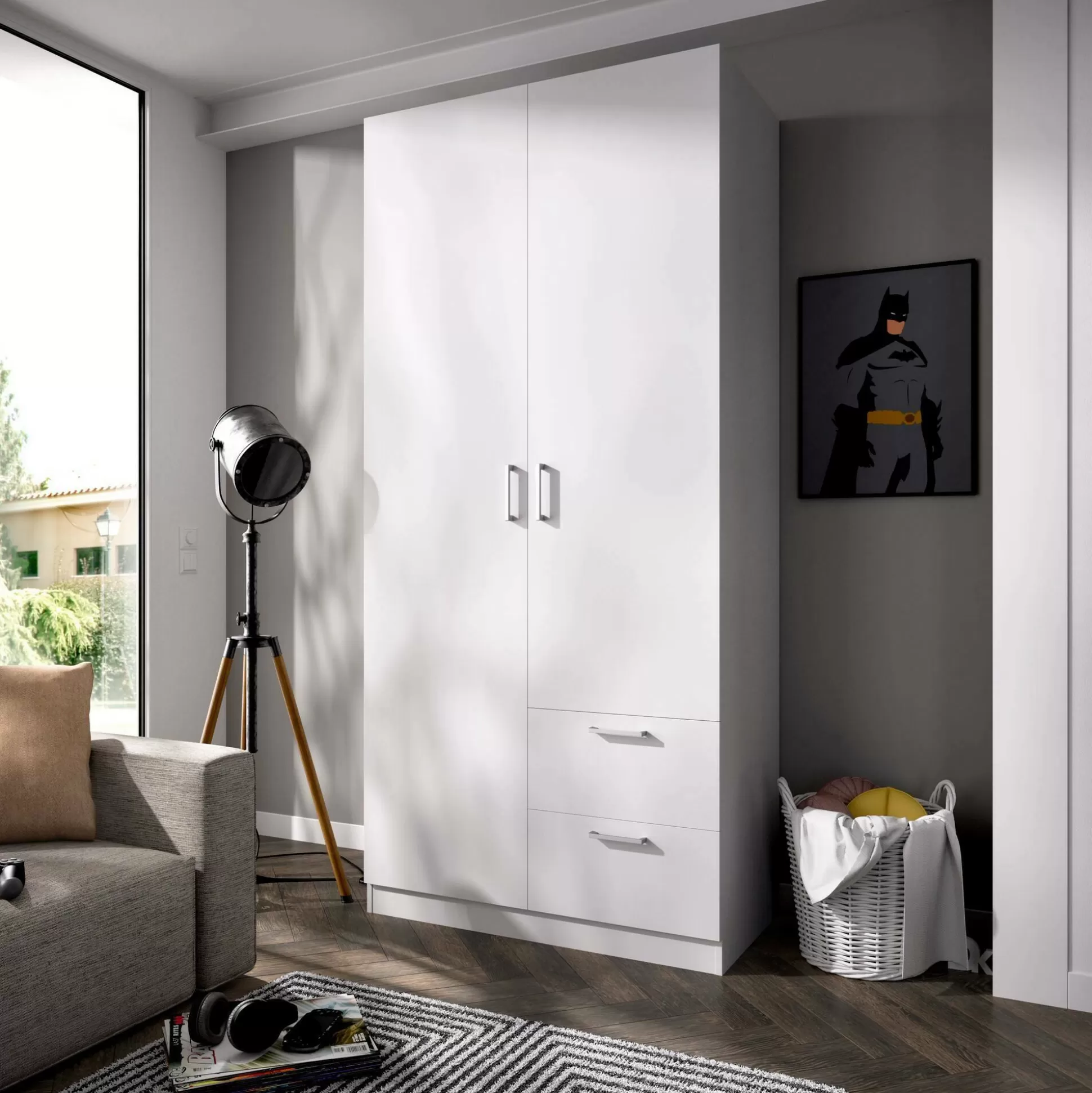 Dmora Guardaroba 2 Ante<Guardaroba 2 ante Amp, 100x52h215 cm,