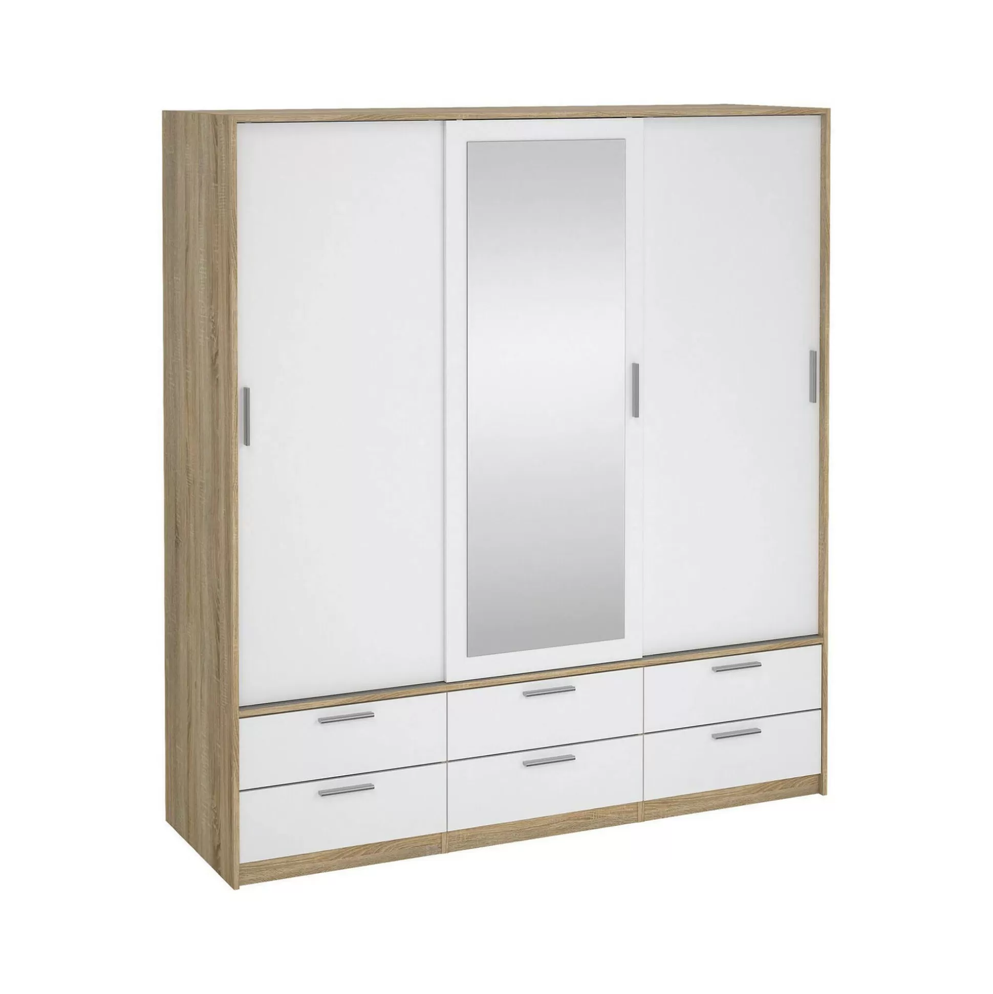 Dmora Guardaroba 3 Ante<Guardaroba 3 ante Anabelle, Mobile camera da letto, Cabina armadio portabiti, Armadio appendiabiti, 181x60 h200 cm, Quercia e Bianco