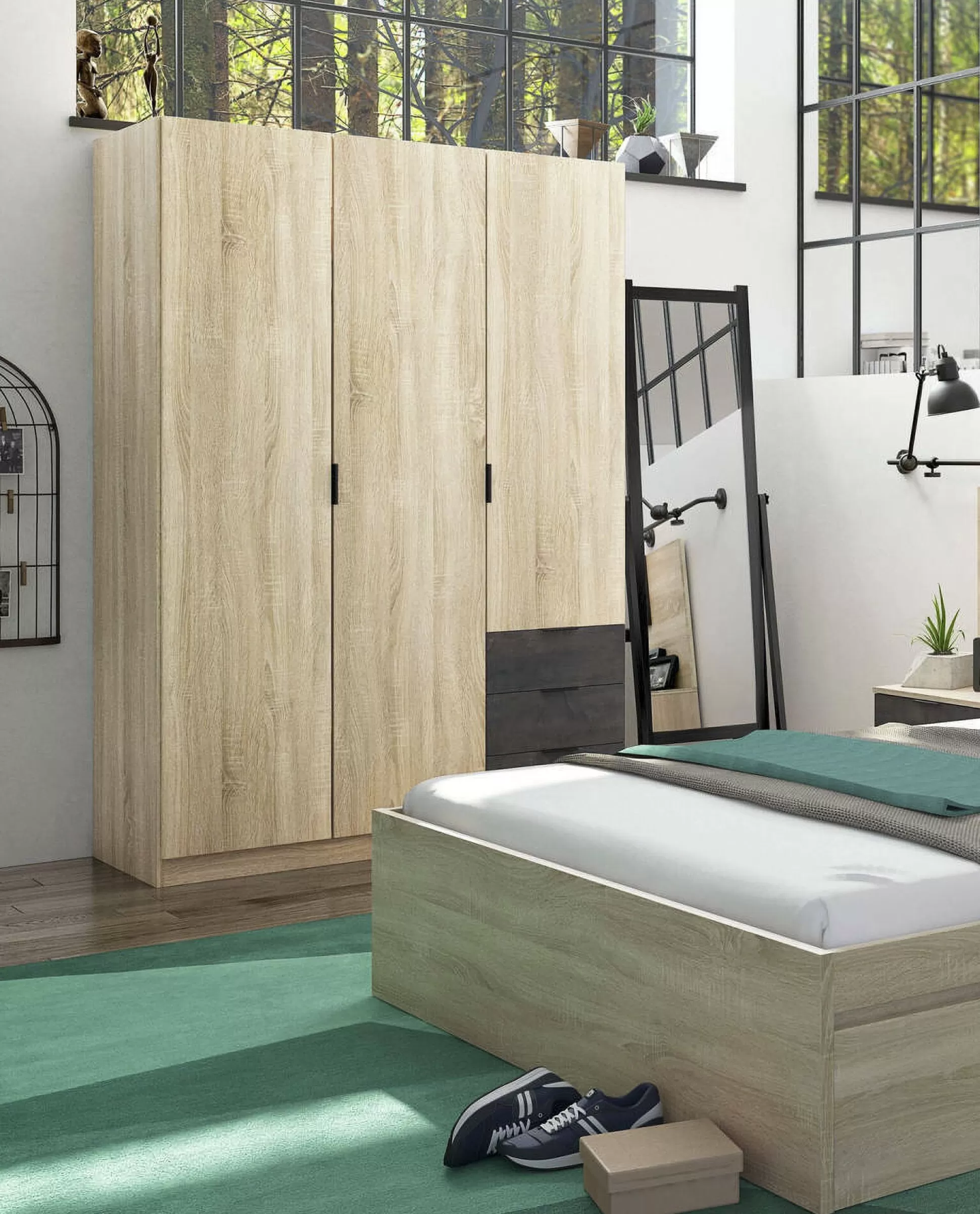 Dmora Guardaroba 3 Ante<Guardaroba 3 ante Apaches, 121x52h180 cm, Rovere e Ossido