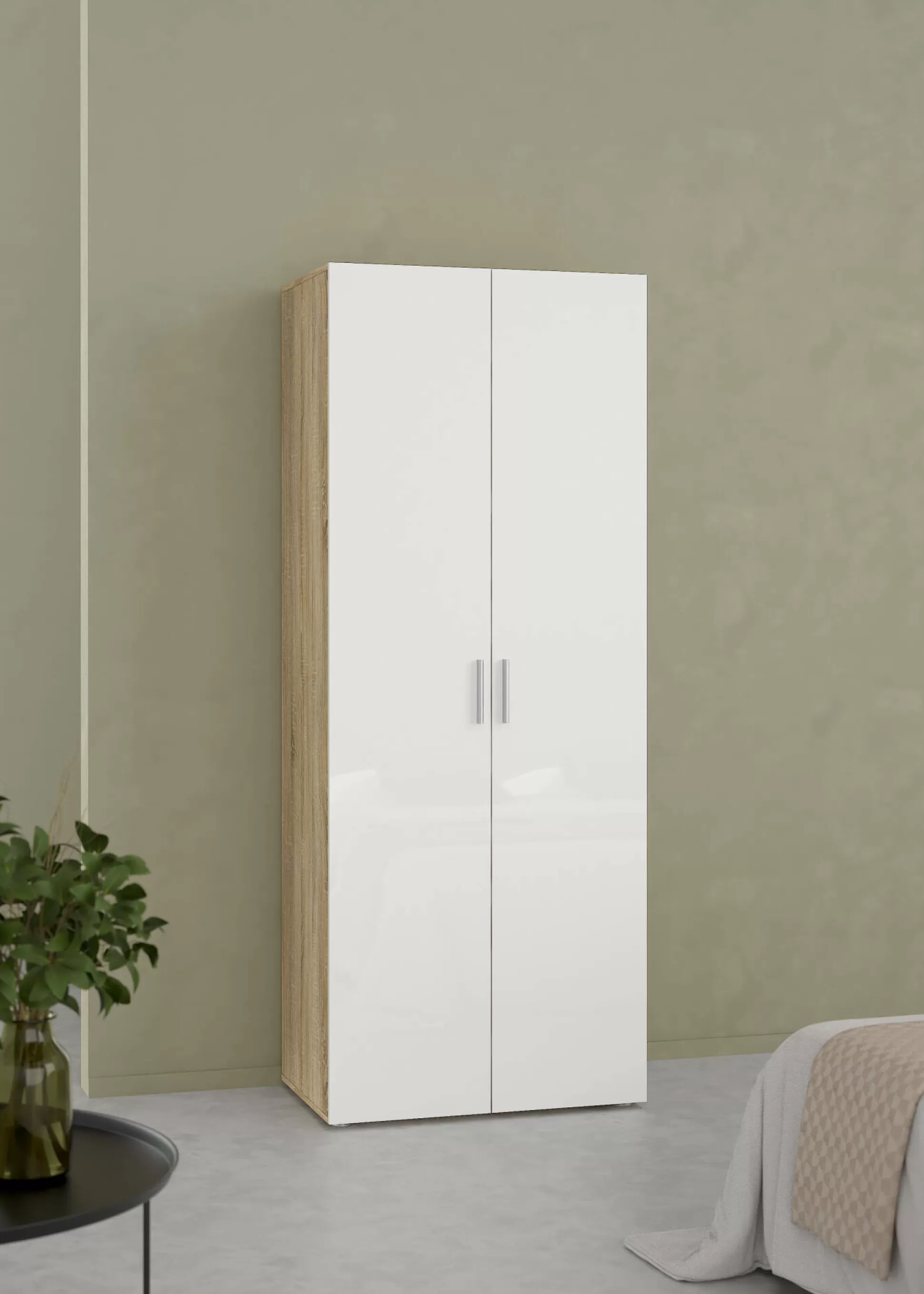 Dmora Guardaroba 2 Ante<Guardaroba 2 ante Arg, 50x79 h201 cm, Quercia e Bianco