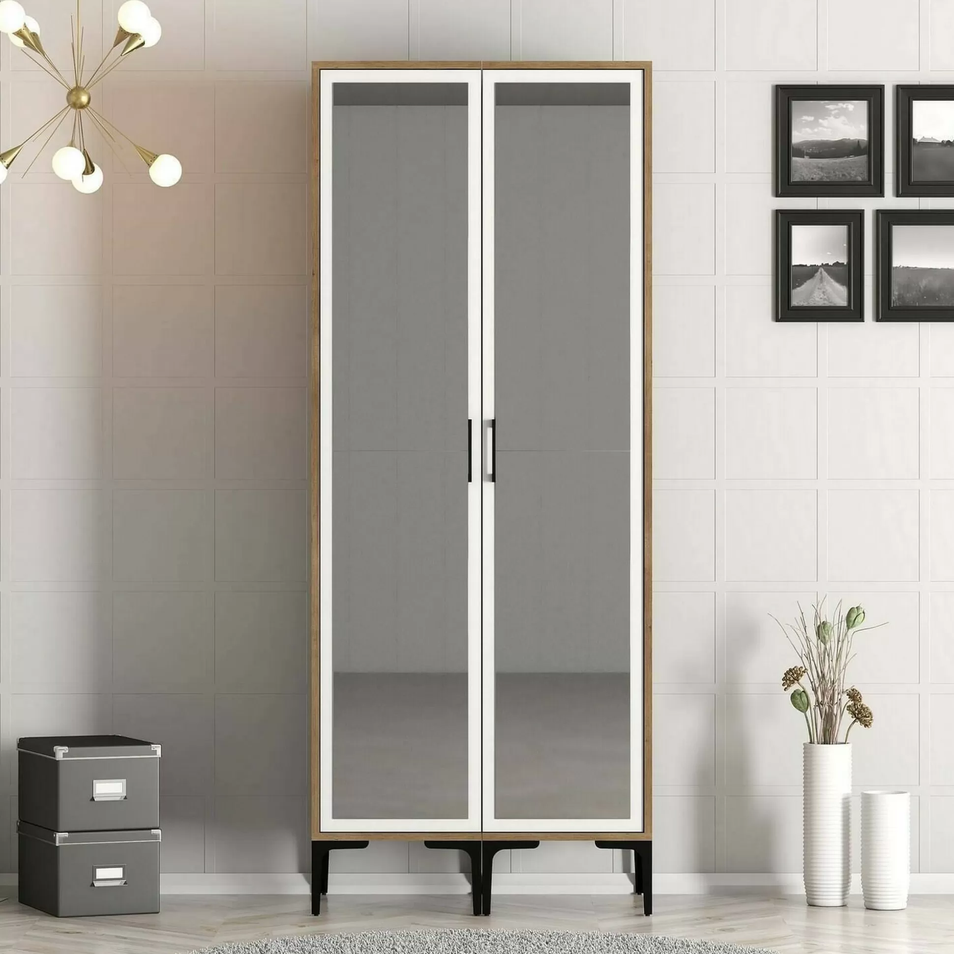 Dmora Guardaroba 2 Ante<Guardaroba 2 ante Bagnone, 80x201h48 cm, Noce e Bianco